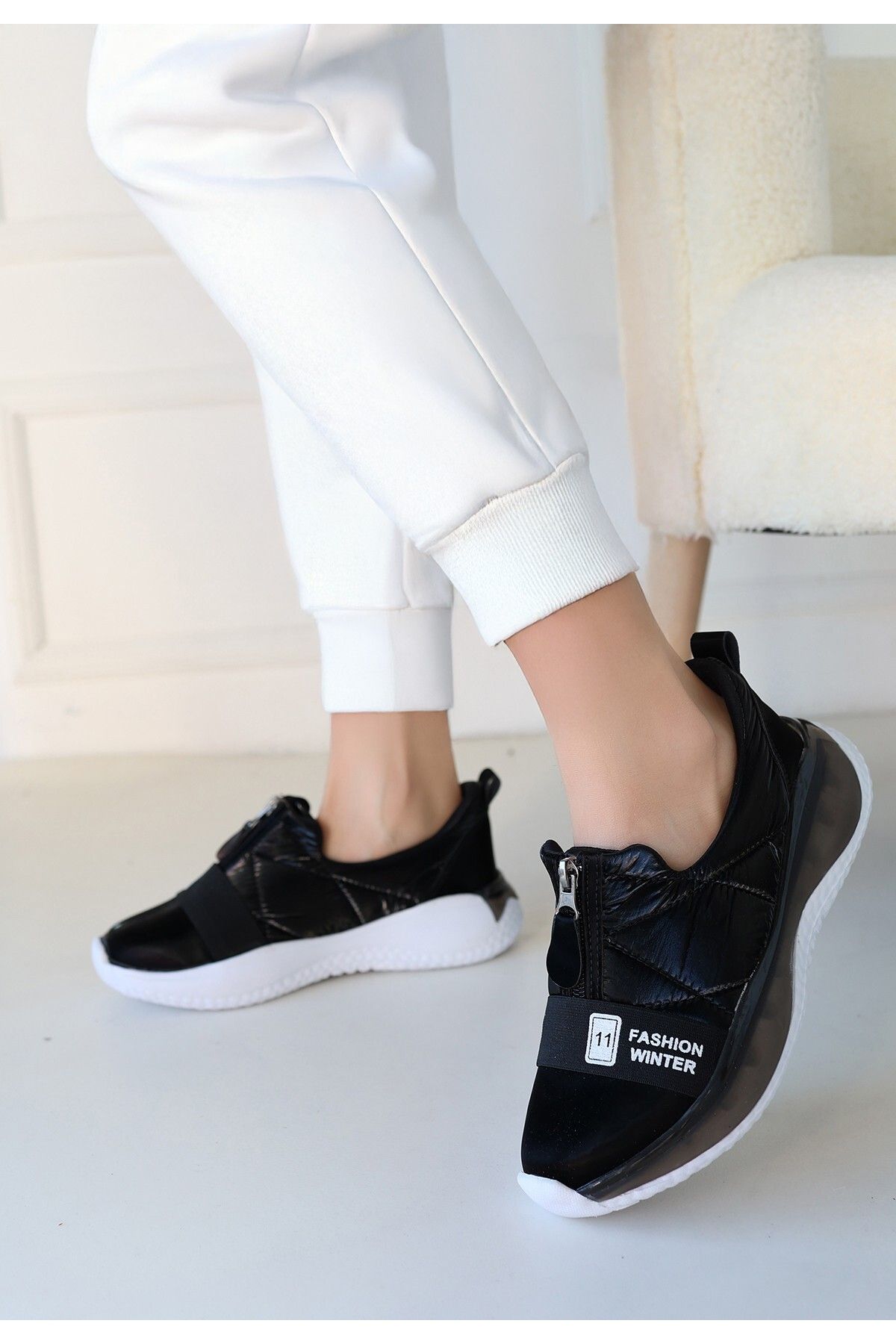 pabucmarketi Siyah Paraşüt Kadın Sneaker Ayakkabı