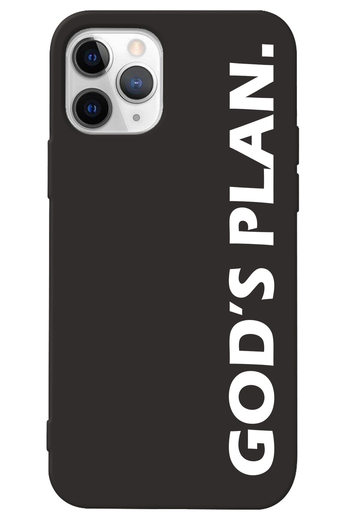 WANNA PROTECT iPhone 12 Pro Max Siyah İçi Kadife God's Plan Desenli Silikon Telefon Kılıfı