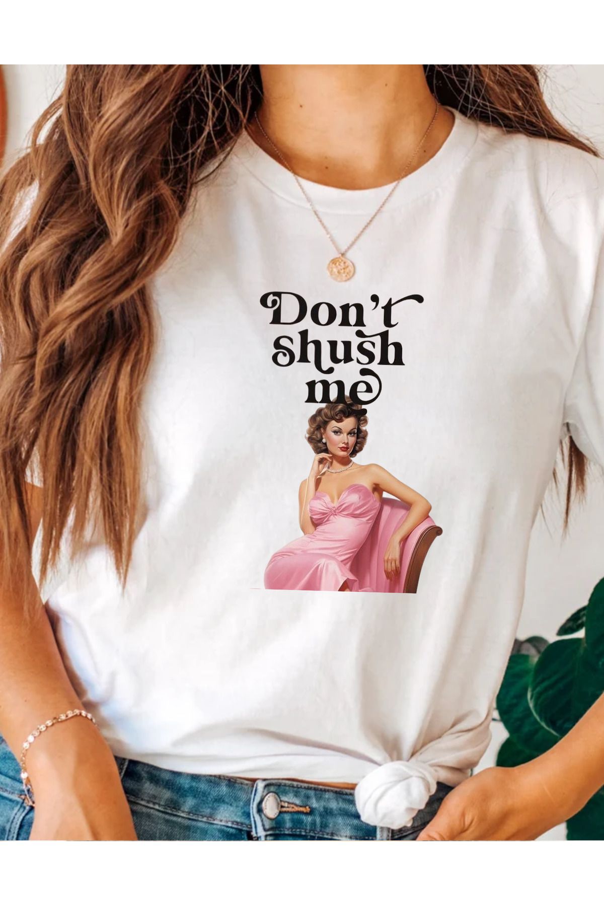 AEMİ Unisex Don't Shush Me Baskılı %100 Pamuk Oversize T-shirt
