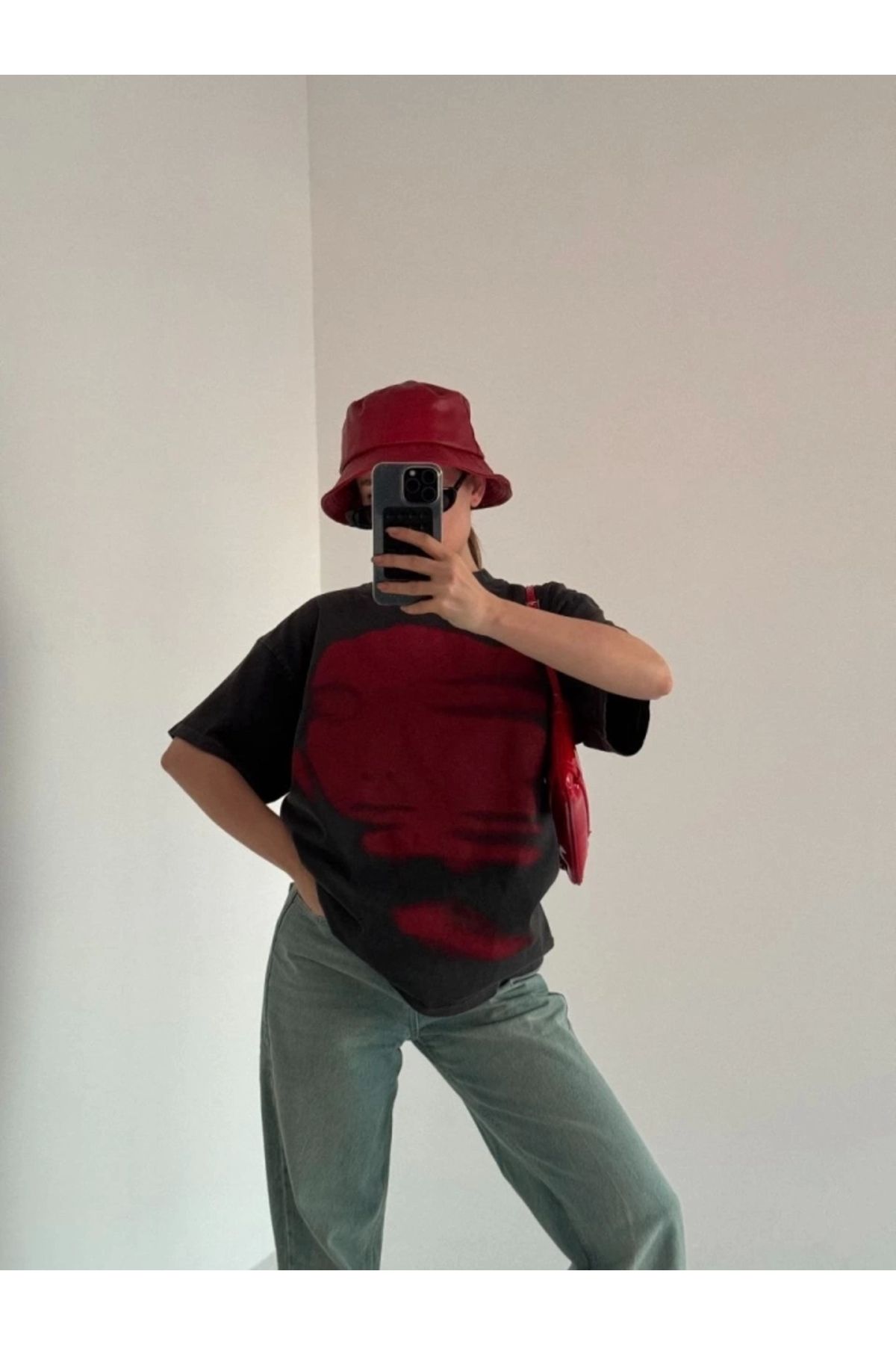 nedo7 Bisiklet Yaka Yıkamalı Baskılı T-Shirt - Antrasit