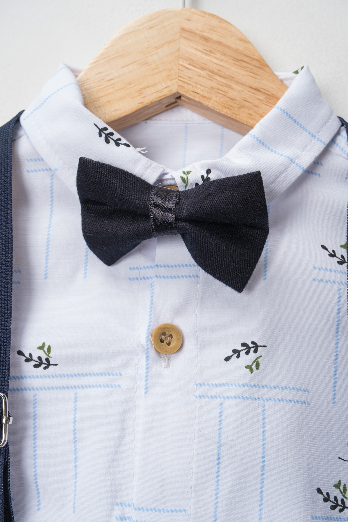 tinytrends Edin Erkek Bebek Desenli Zıbın Gömlek Pantolon Salopet Takım Elbise Bayramlık fotoğrafı 5 (önizleme)