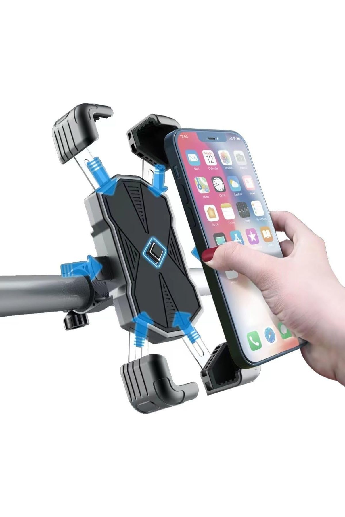 Jullfall Suport Telefon Mobil Pentru Bicicletă, Metal/plastic, Gri/negru, 20 X 10,1 Cm - One Size