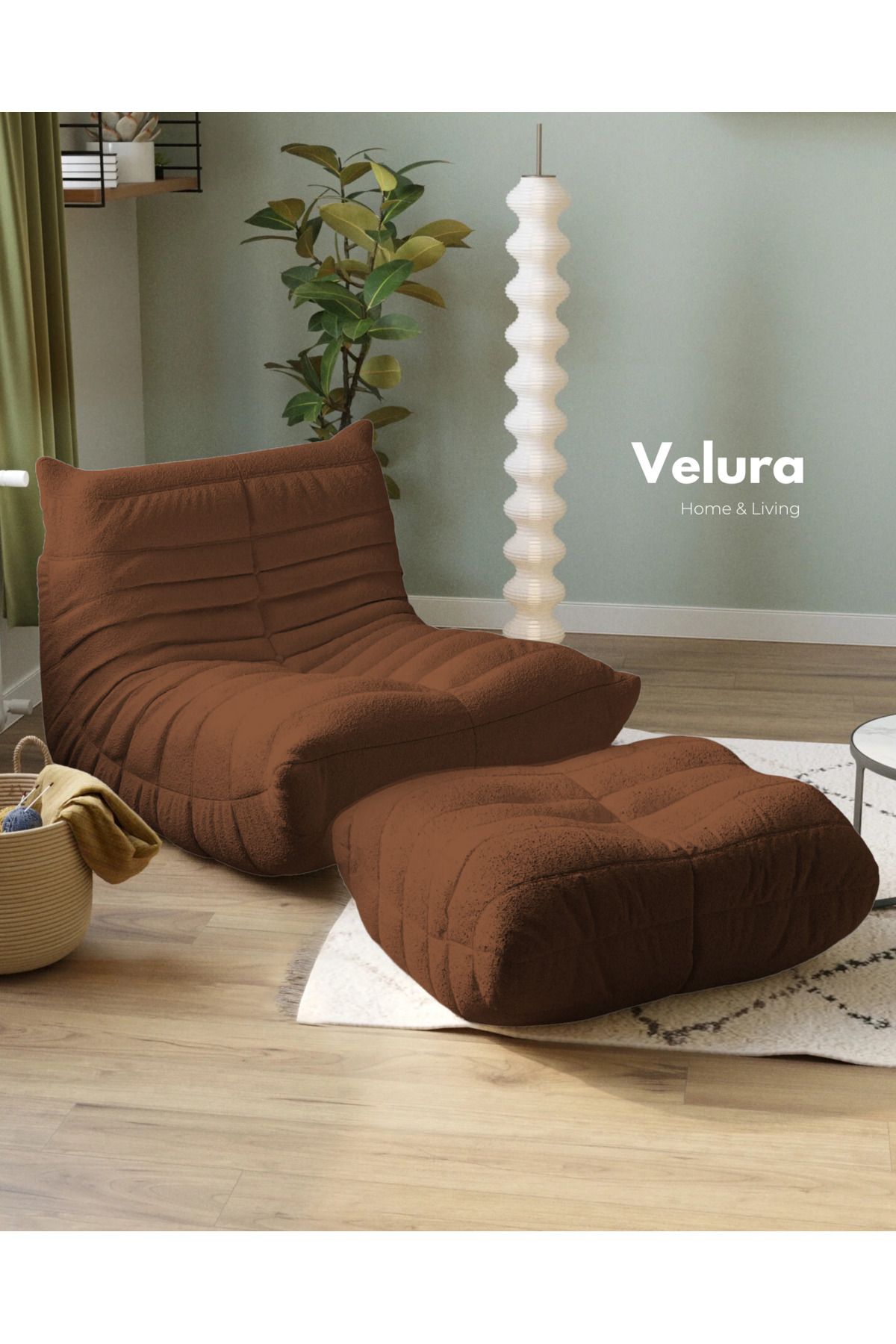 Velura Home & Living Muvva Berjer & Puflu Pofuduk Relax Koltuk & Armut Tekli Koltuk - Kiremit