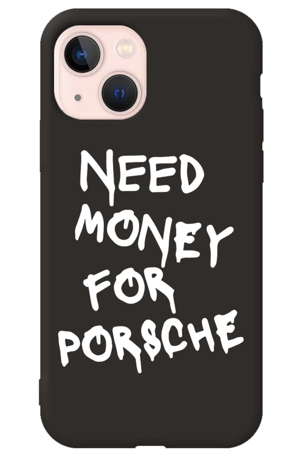 WANNA PROTECT iPhone 15 Siyah İçi Kadife Need Money Desenli Silikon Telefon Kılıfı