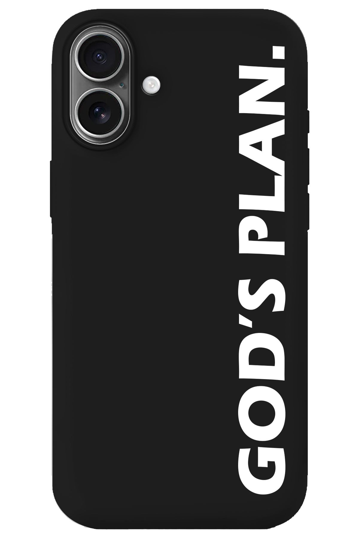 WANNA PROTECT iPhone 16 Siyah İçi Kadife God's Plan Desenli Silikon Telefon Kılıfı