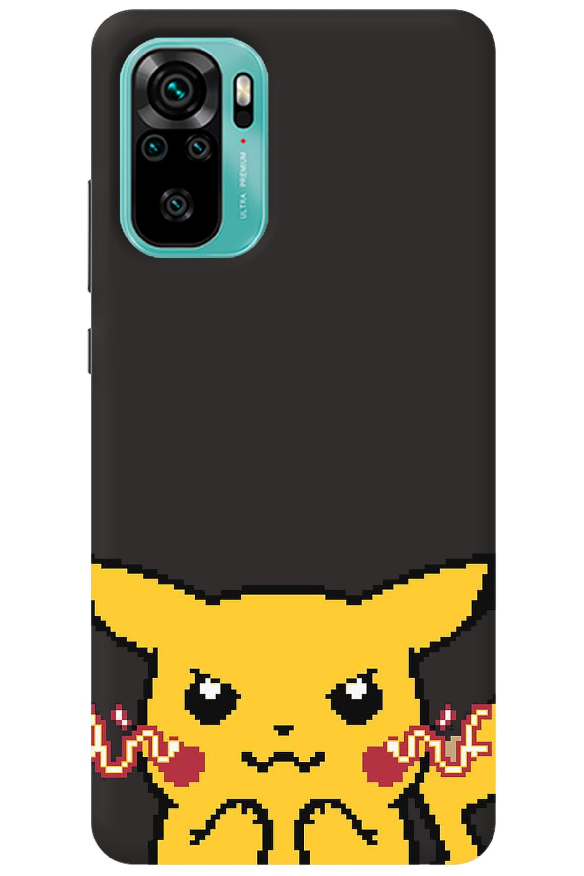 WANNA PROTECT Xiaomi Redmi Note 10S Siyah İçi Kadife Pika Pixel Desenli Silikon Telefon Kılıfı