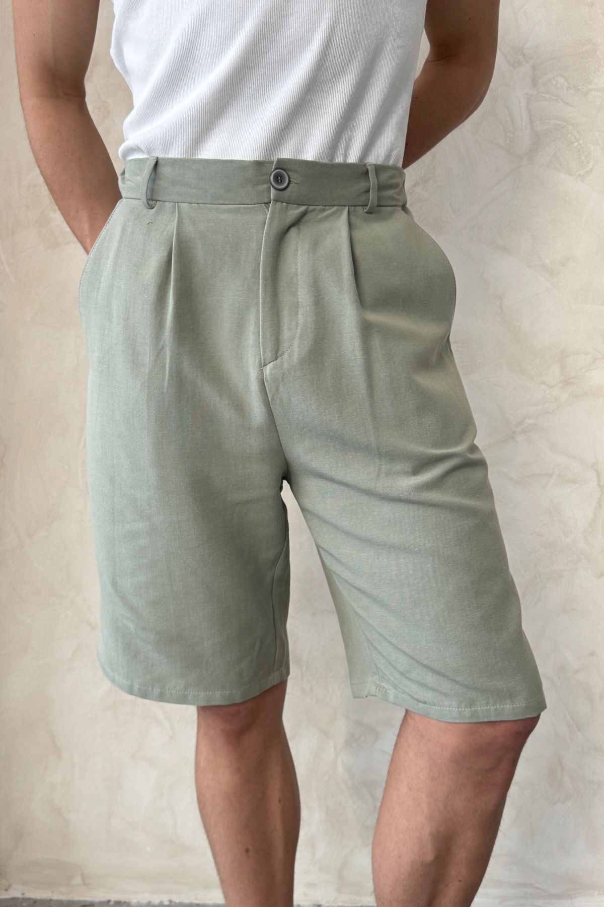 HYMAN-Men's Oversize Linen Shirt Shorts Set 6