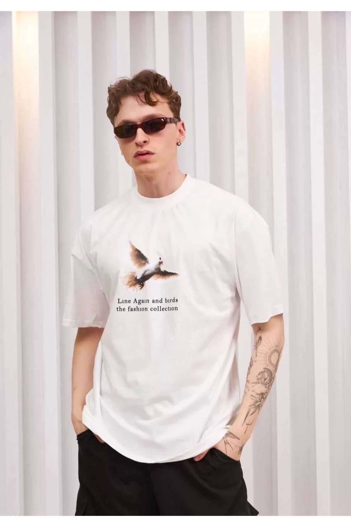 CVS Unisex Bisiklet Yaka Baskılı Oversize T-Shirt - Siyah