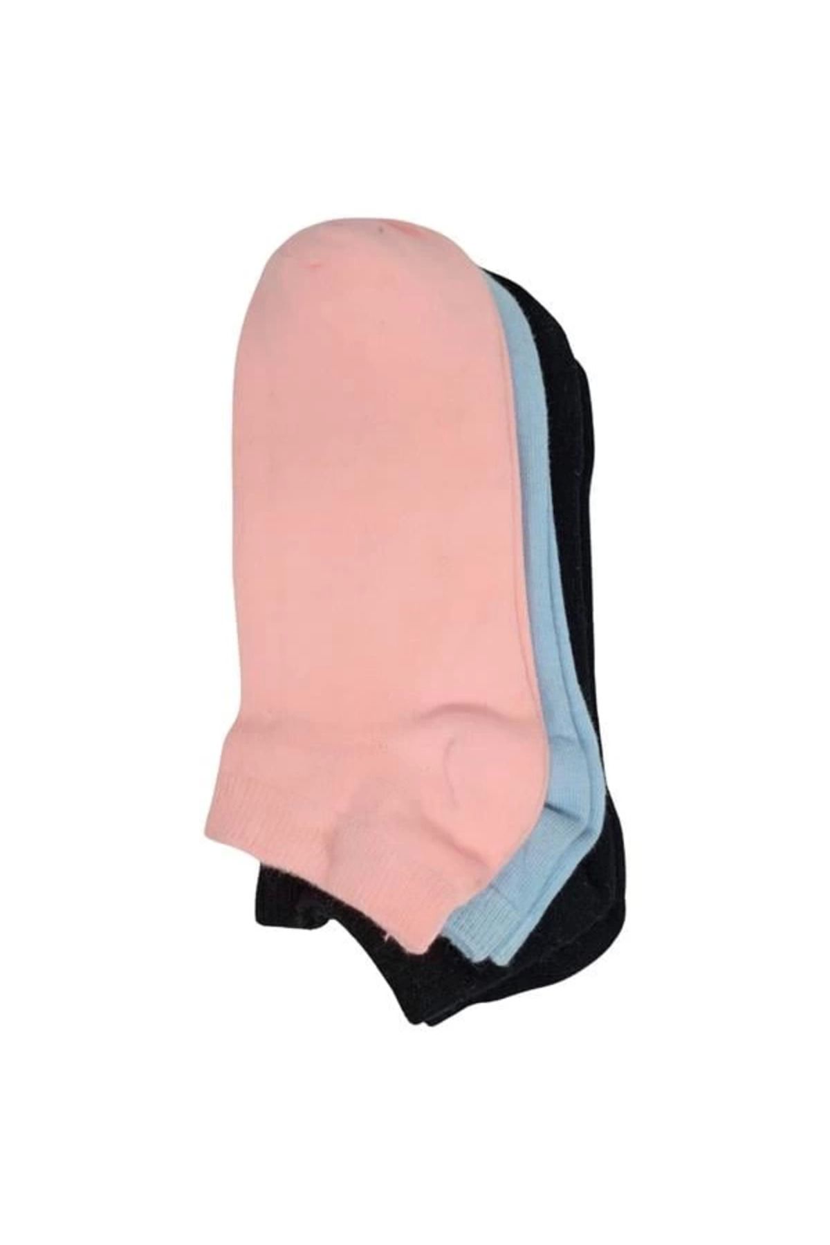 Shop58 Srfn Kadın Patik Çorap 3 Lü Düz Renkli