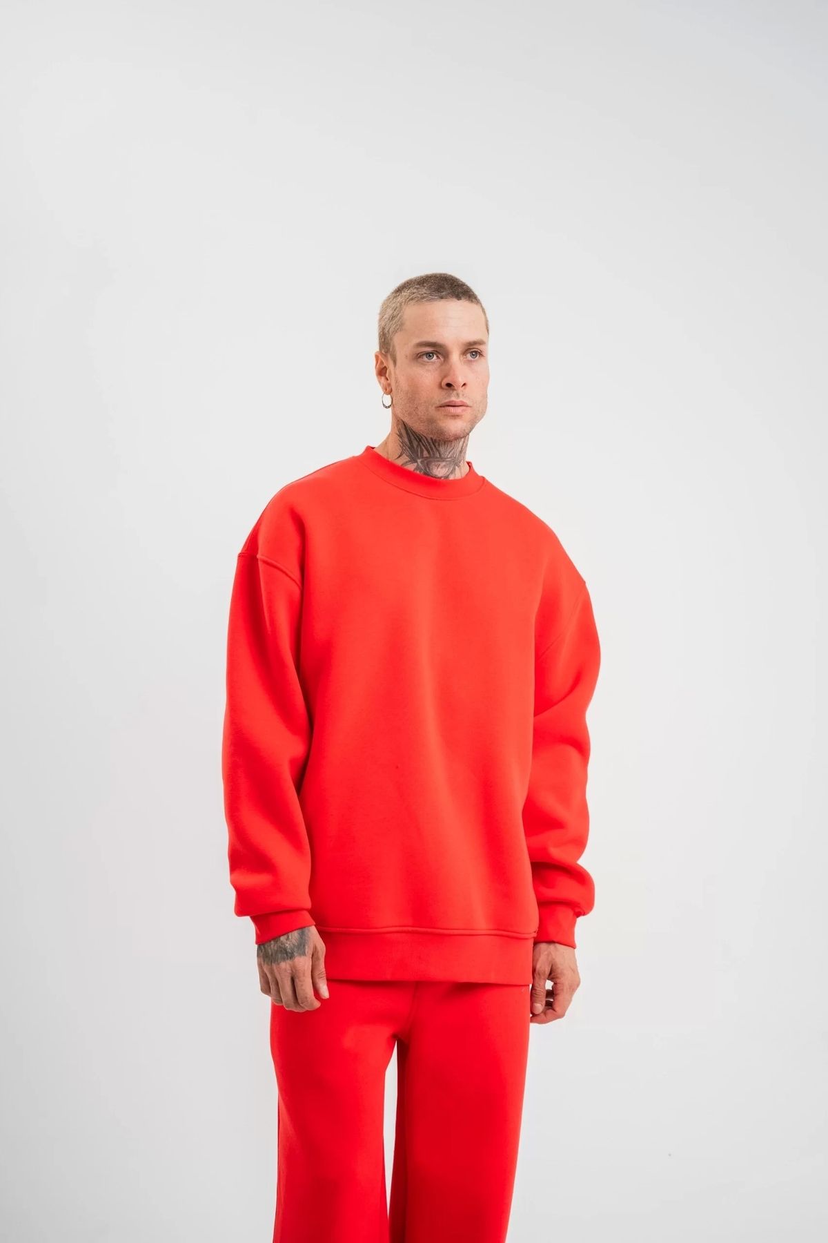 CVS Uzun Kol Bisiklet Yaka Basic SweatShirt - Kırmızı