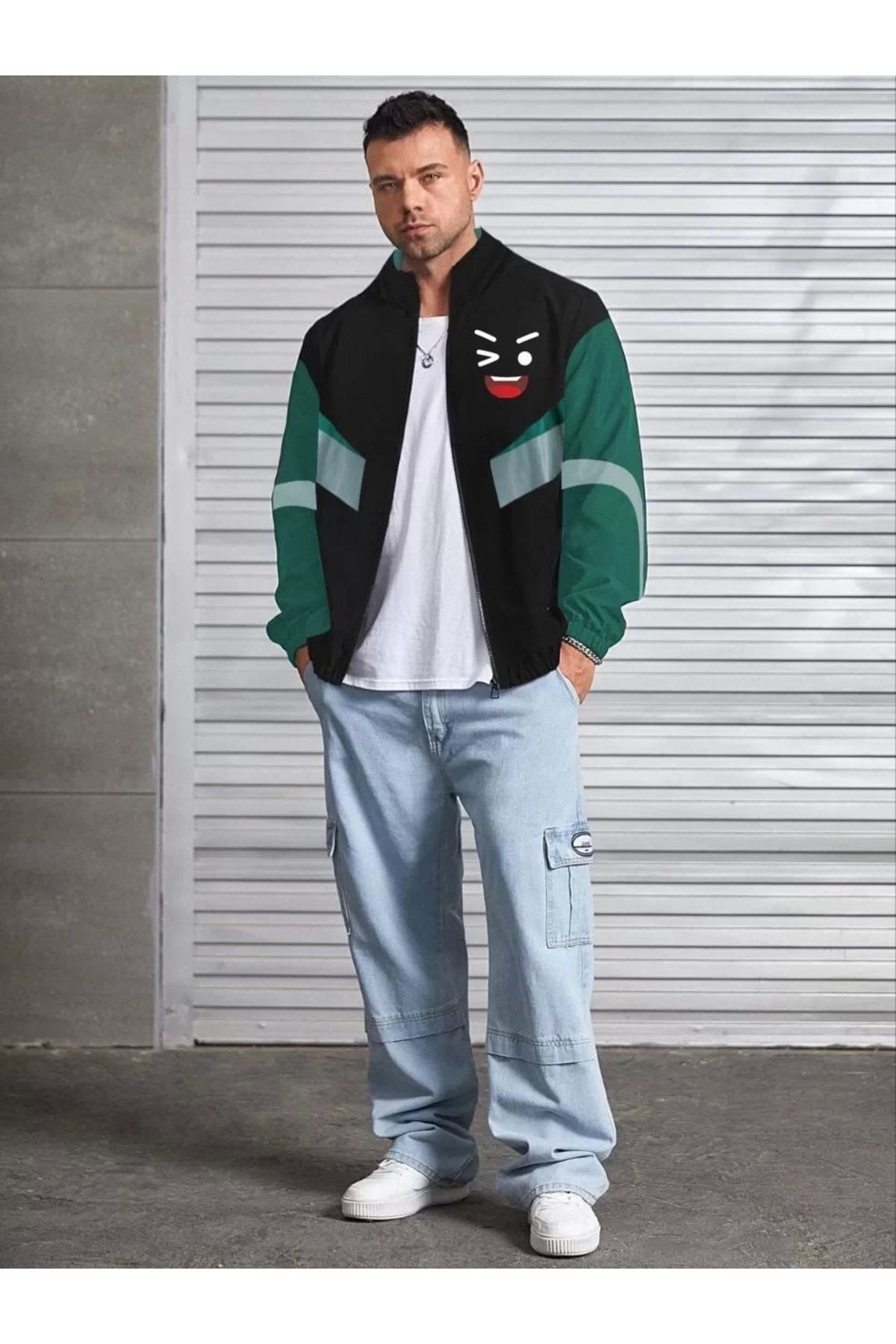 CVS Unisex Uzun Kollu Paraşüt Kumaş Rüzgarlik - Siyah