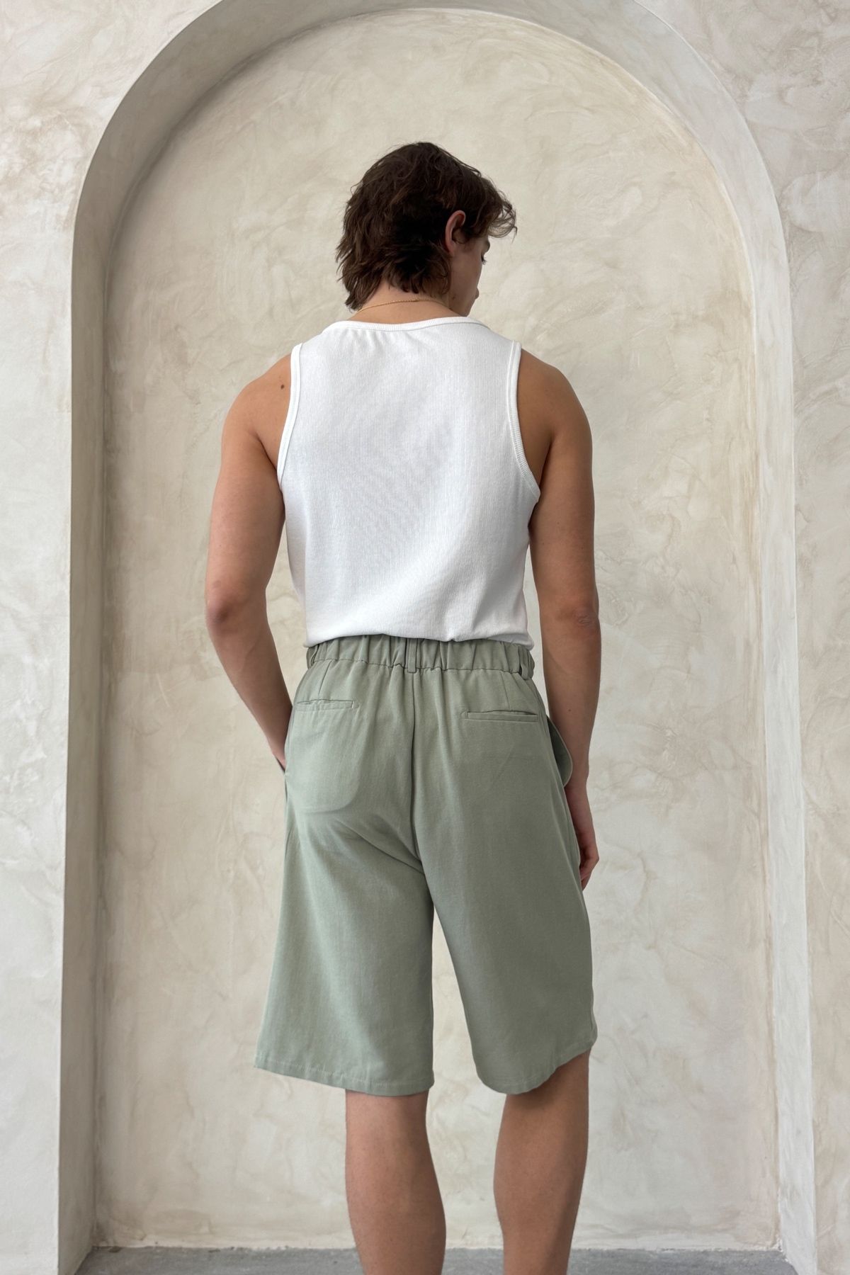 HYMAN-Men's Oversize Linen Shirt Shorts Set 7