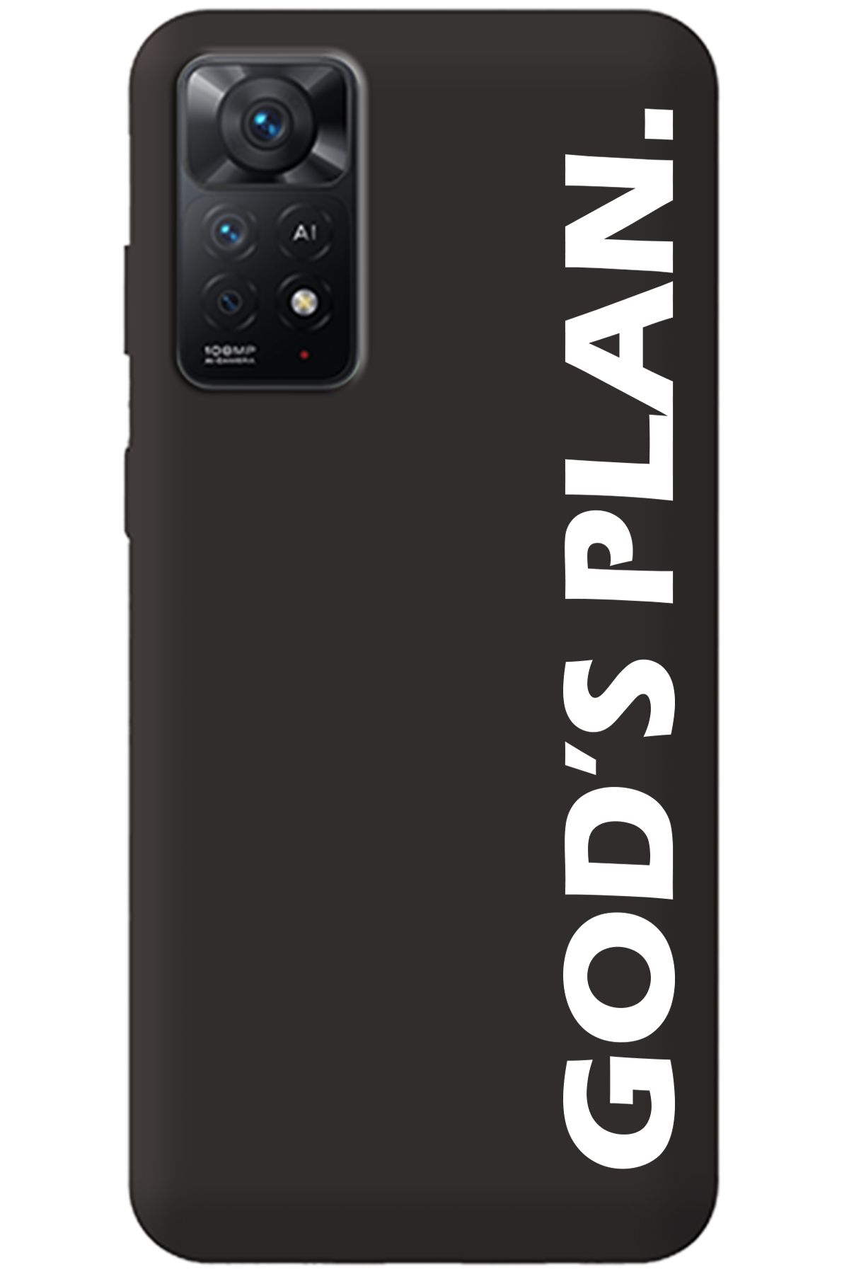 WANNA PROTECT Xiaomi Redmi Note 11 Pro Siyah İçi Kadife God's Plan Desenli Silikon Telefon Kılıfı