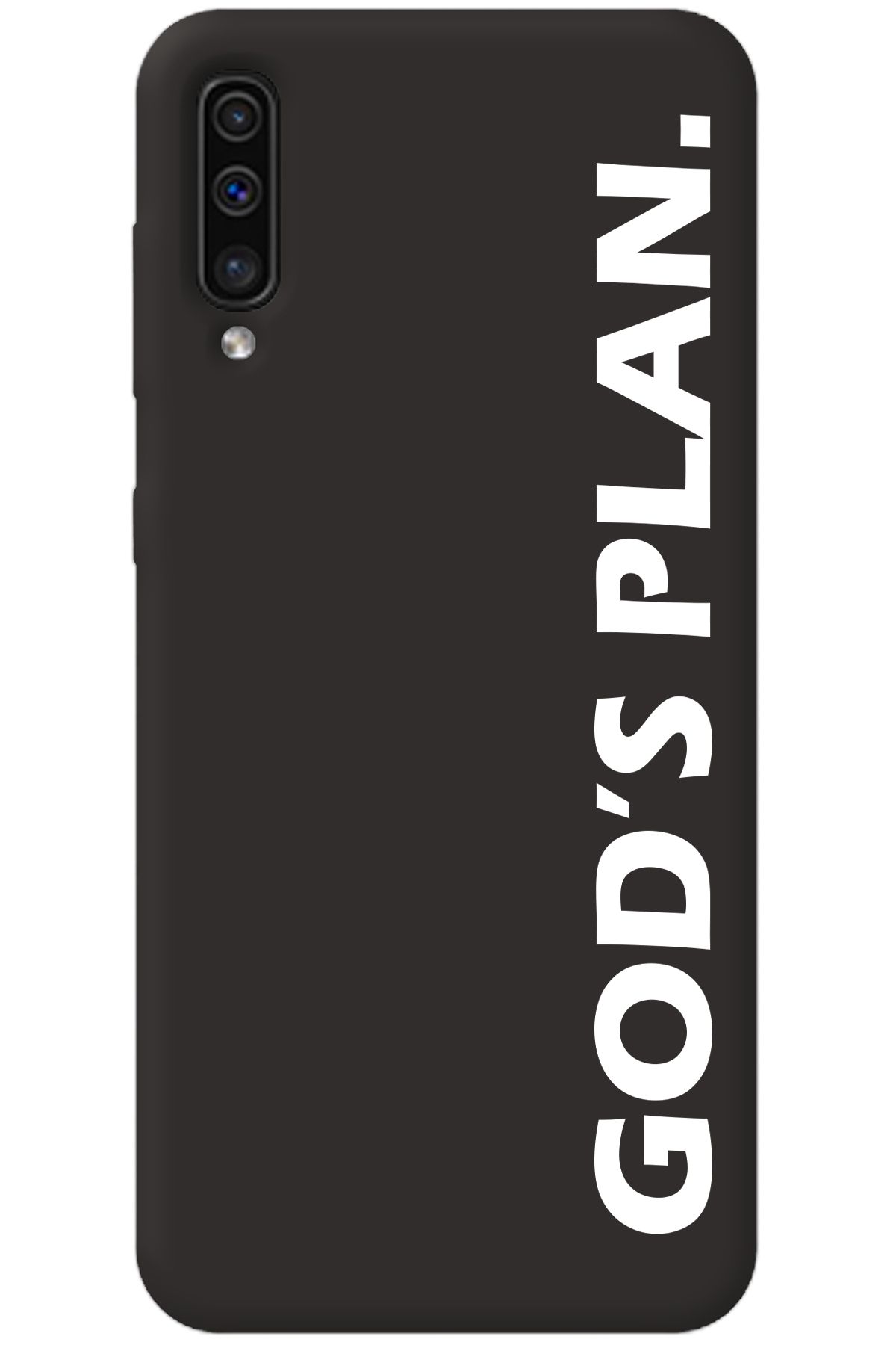 WANNA PROTECT Samsung A50 Siyah İçi Kadife God's Plan Desenli Silikon Telefon Kılıfı