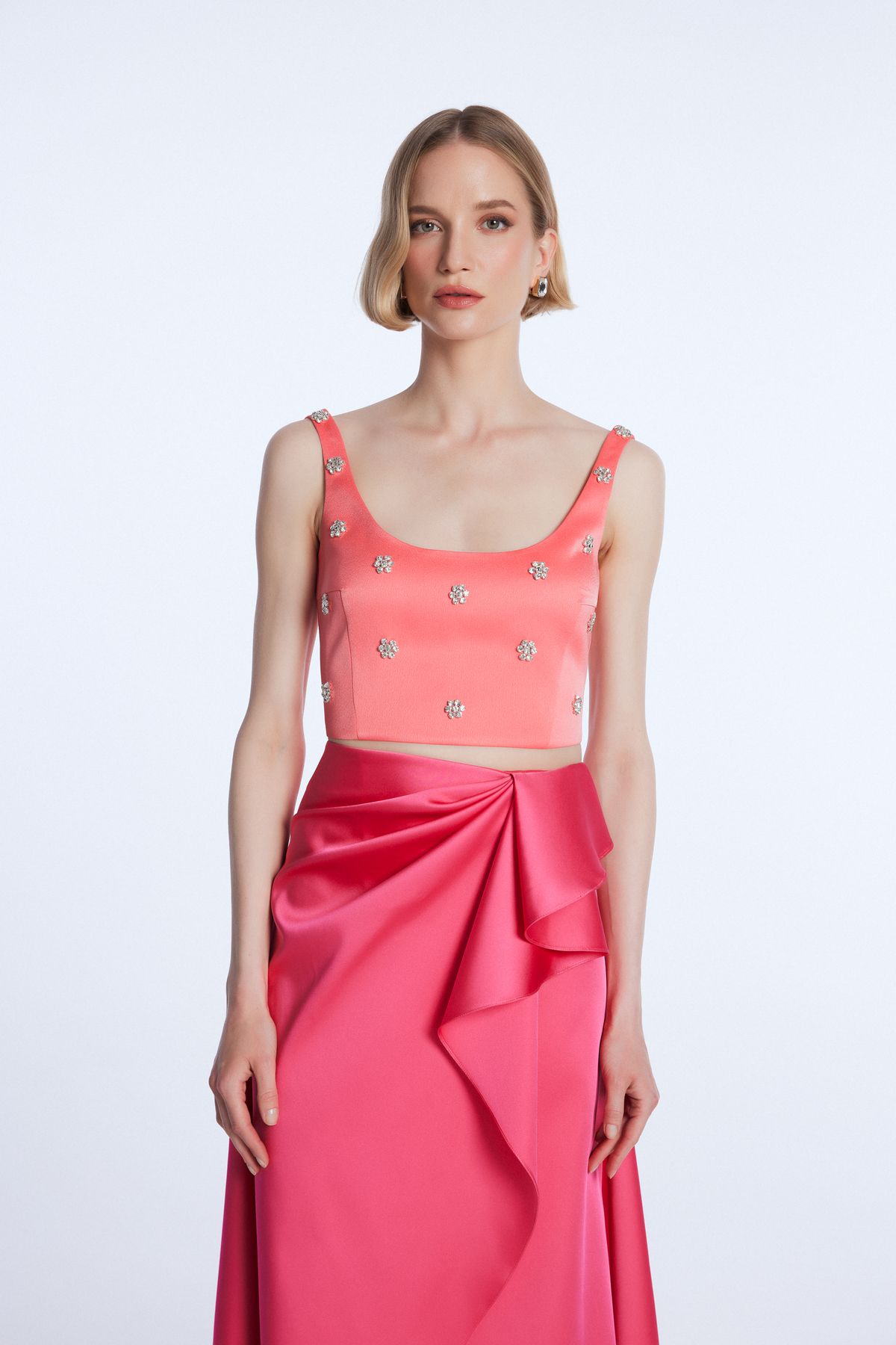 adL Mert Aslan Taşlı Crop Bluz
