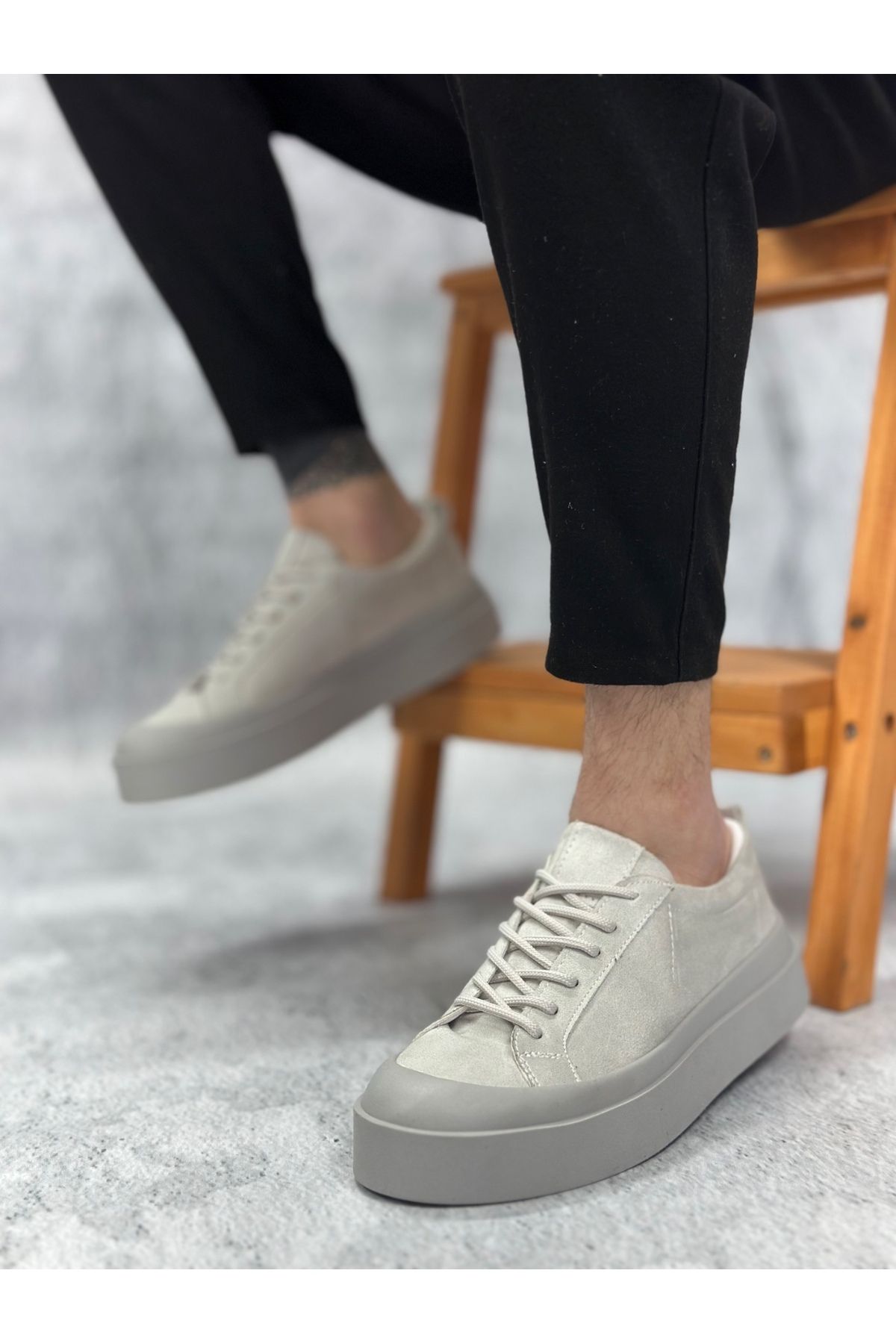 pabucmarketi Bağcıklı Casual Erkek Ayakkabı GRİ