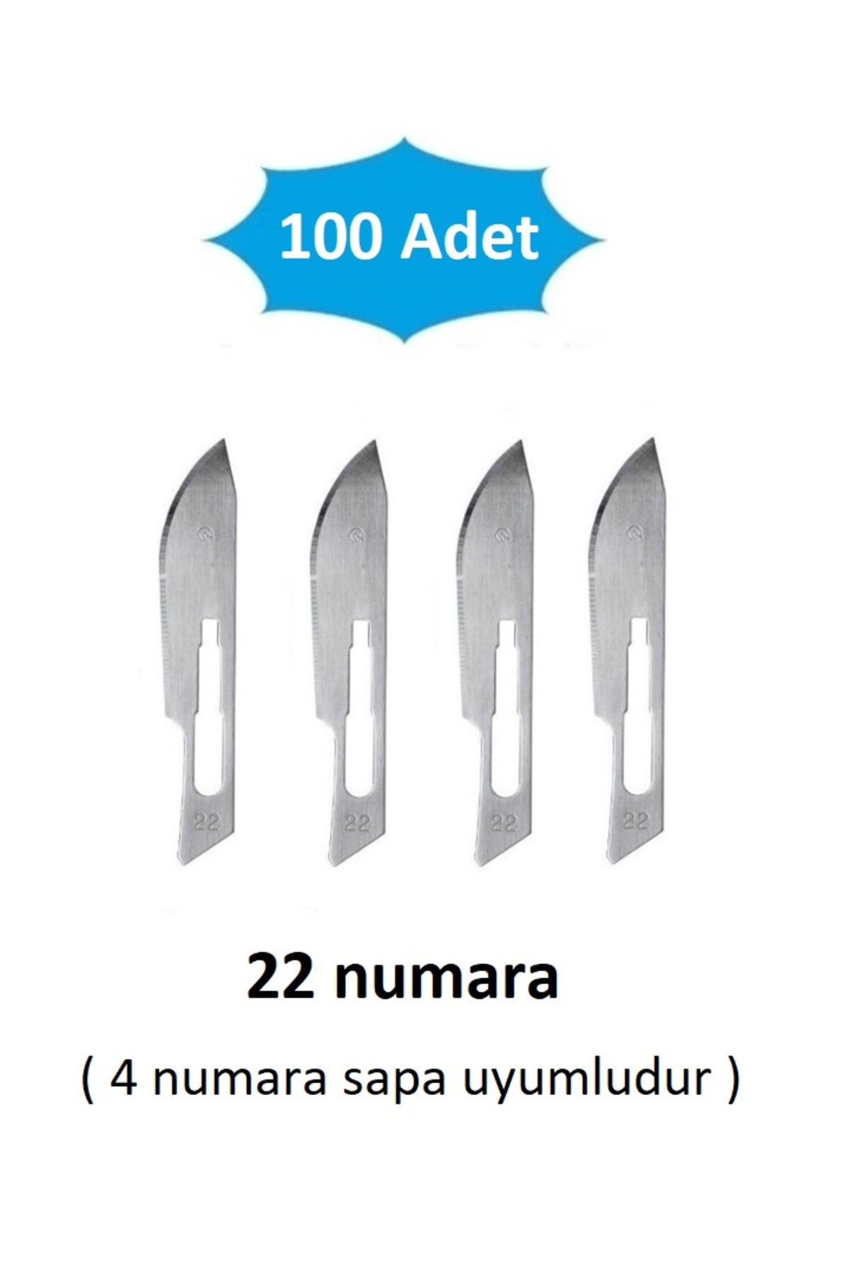 QBR Home 100lü paket 22 numara Ahşap Heykel Oyma Sanat Yedek Bıçağı. Geçirmeli Tip ( 4 numara sapa uyumlu )