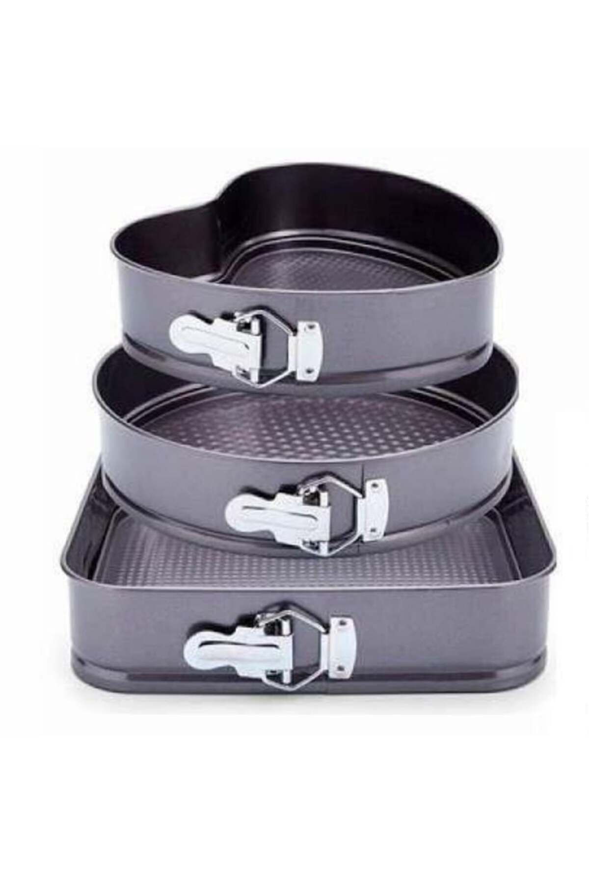 PUFO-Set of 3 Pufo Cake metal baking trays for cakes, with removable base and different shapes 1