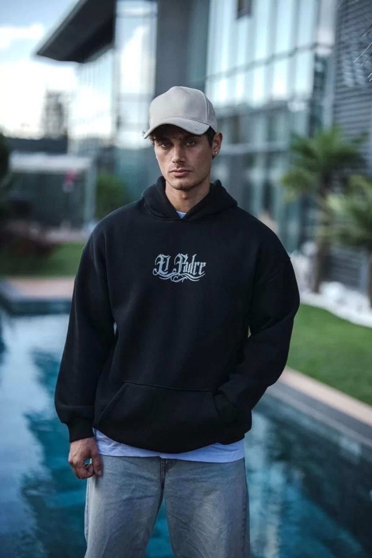 CVS Üç İplik Penye Kapşonlu Baskılı SweatShirt - Siyah