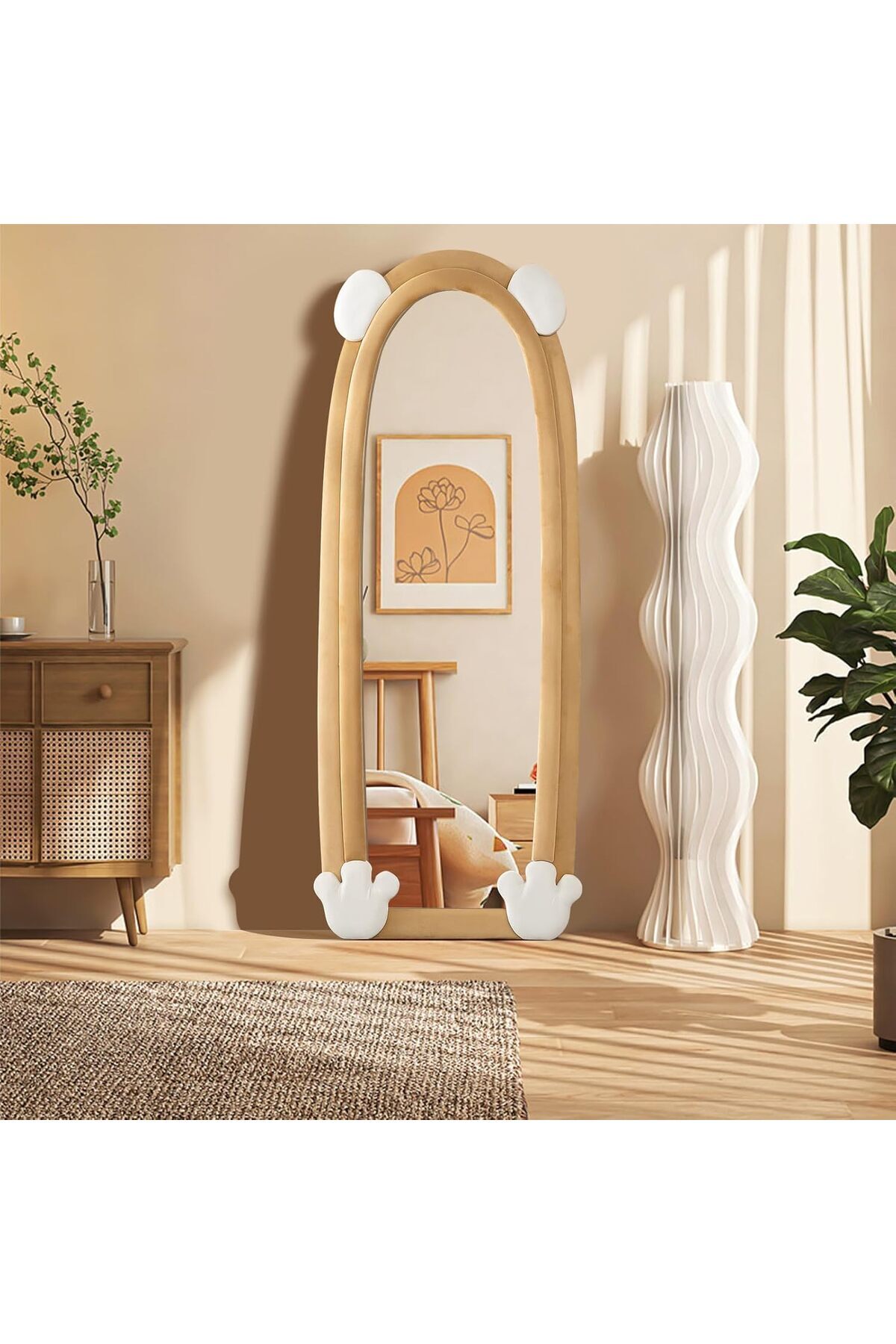 Generica-En Zone Store Floor Mirrors with a modern cartoon design that adds an aesthetic touch and a touch of warmth in the shape of a bear, 160 length x 60 width cm 2