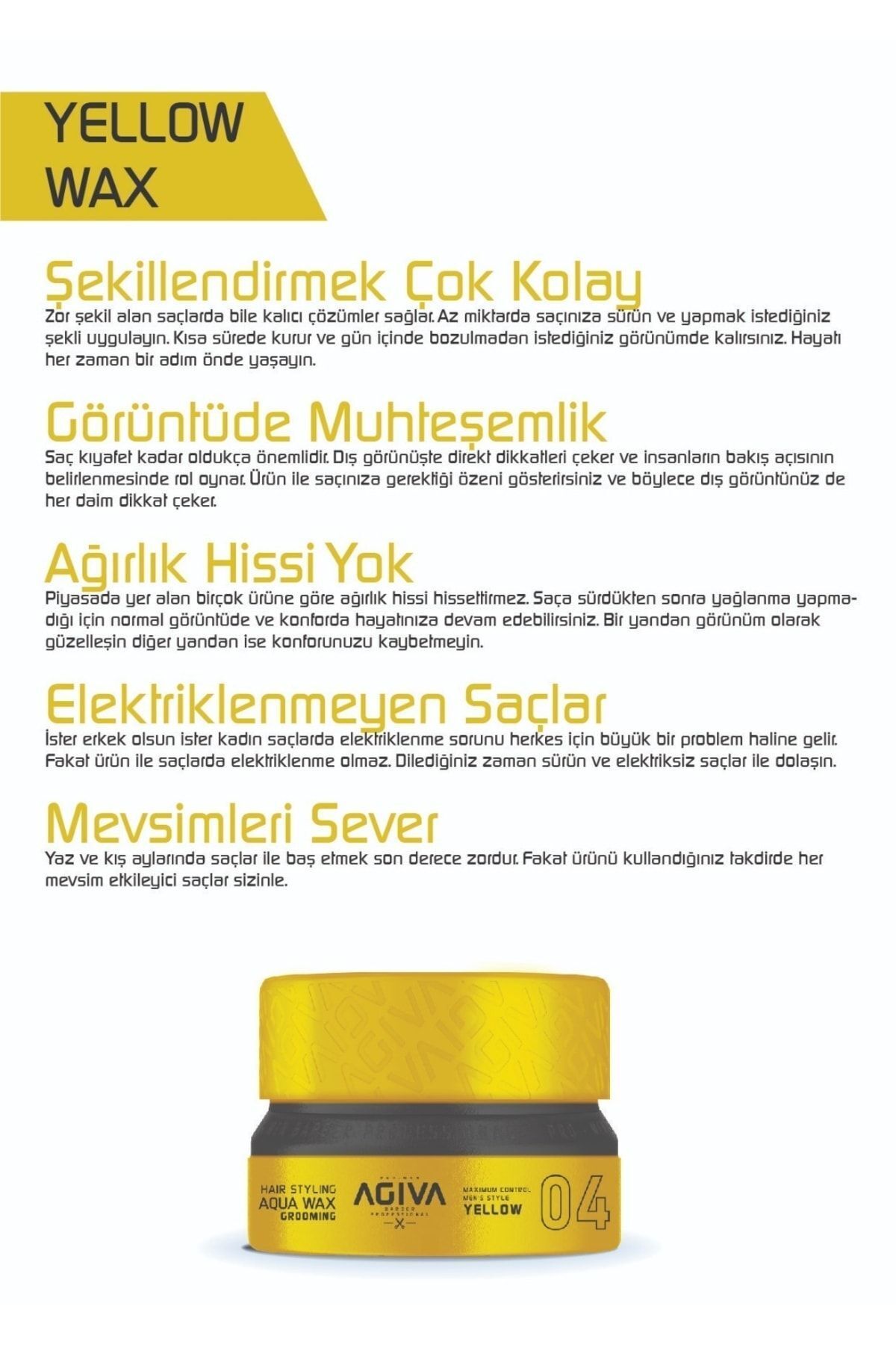 Wax 155 ml 04 (Grroomıng) Sarı — YELLOW — تصویر 4 از 4