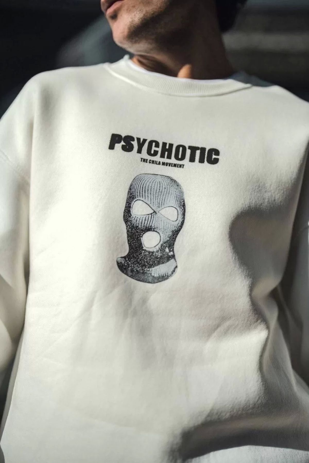 CVS Kışlık Bisiklet Yaka Baskılı SweatShirt - Beyaz