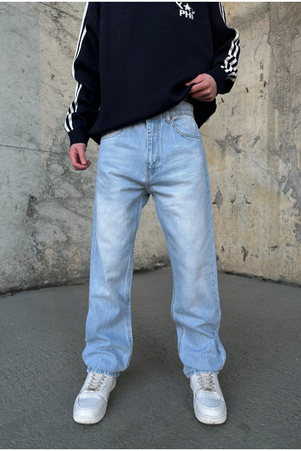serline Buz Mavisi Baggy Pantolon