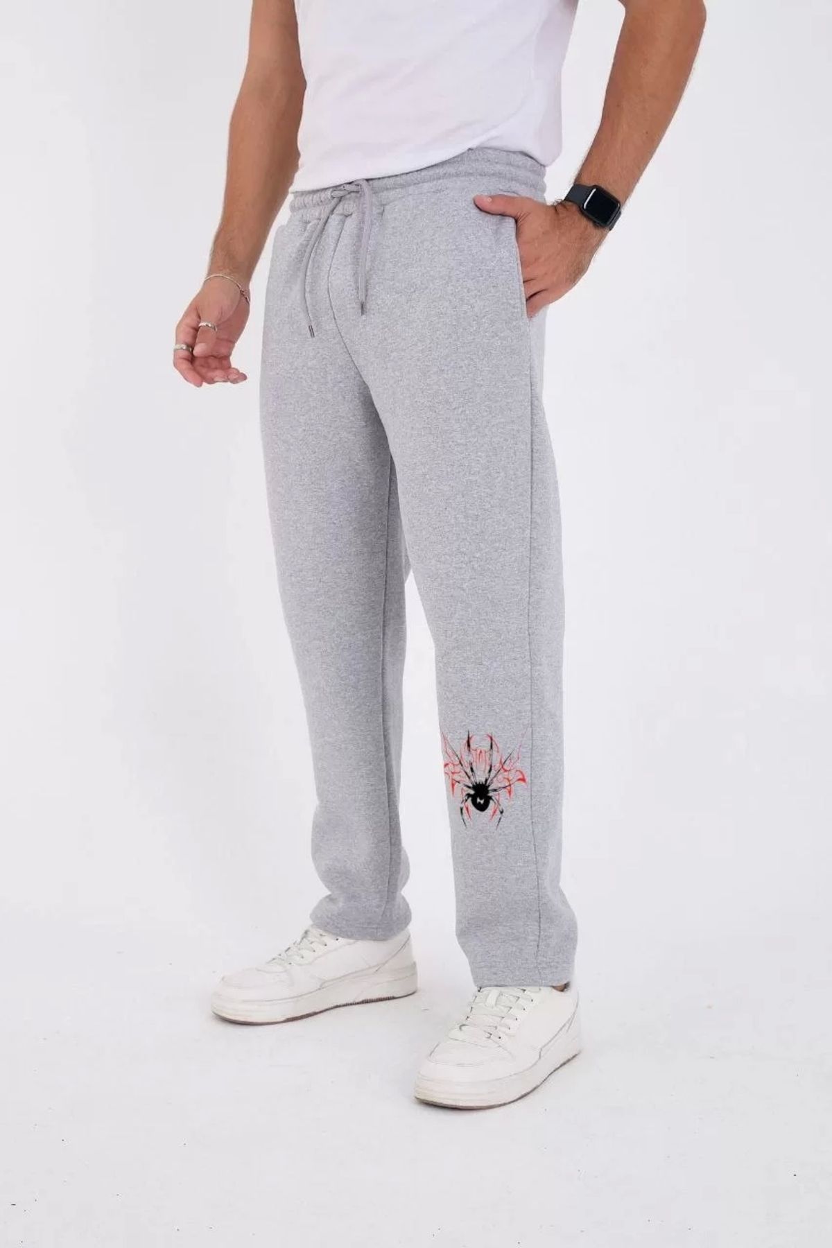 CVS Oversize Üç İplik Baskılı Eşofman Pantolon - Gri