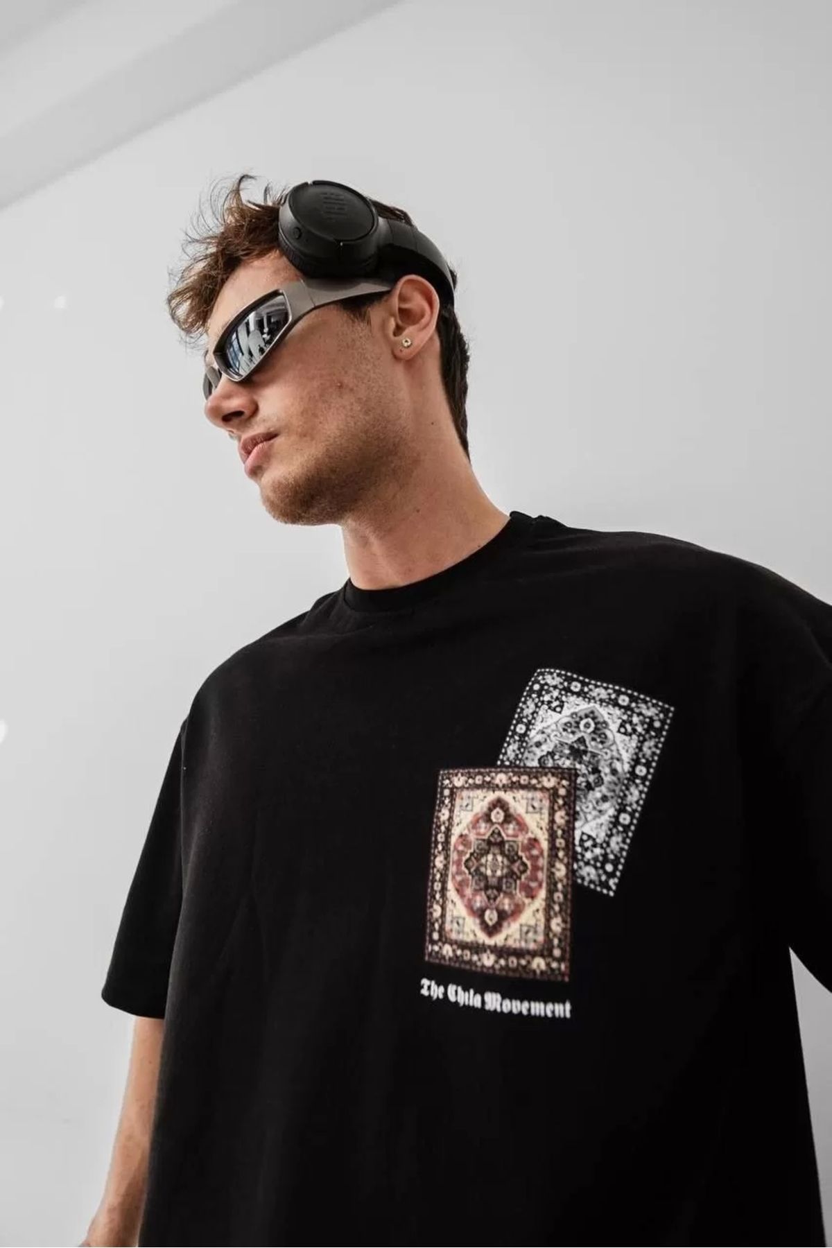 CVS Erkek Baskılı Oversize T-shirt - Siyah