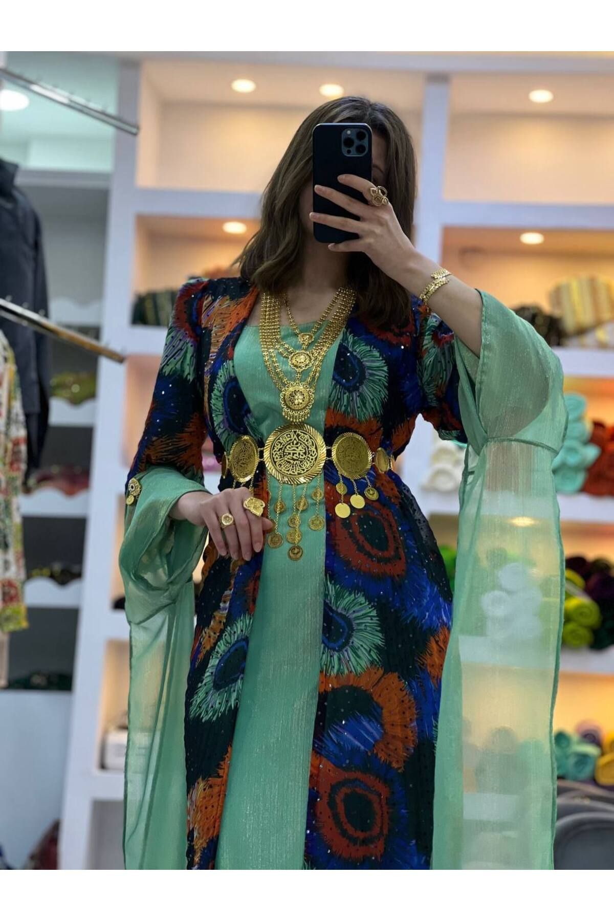 SOLİN YÖRESEL Kadın Yöresel Elbise Düğünlük Kaftan Abiye İki Parça (Görseldeki Aksesuarlar Dahil Değildir)