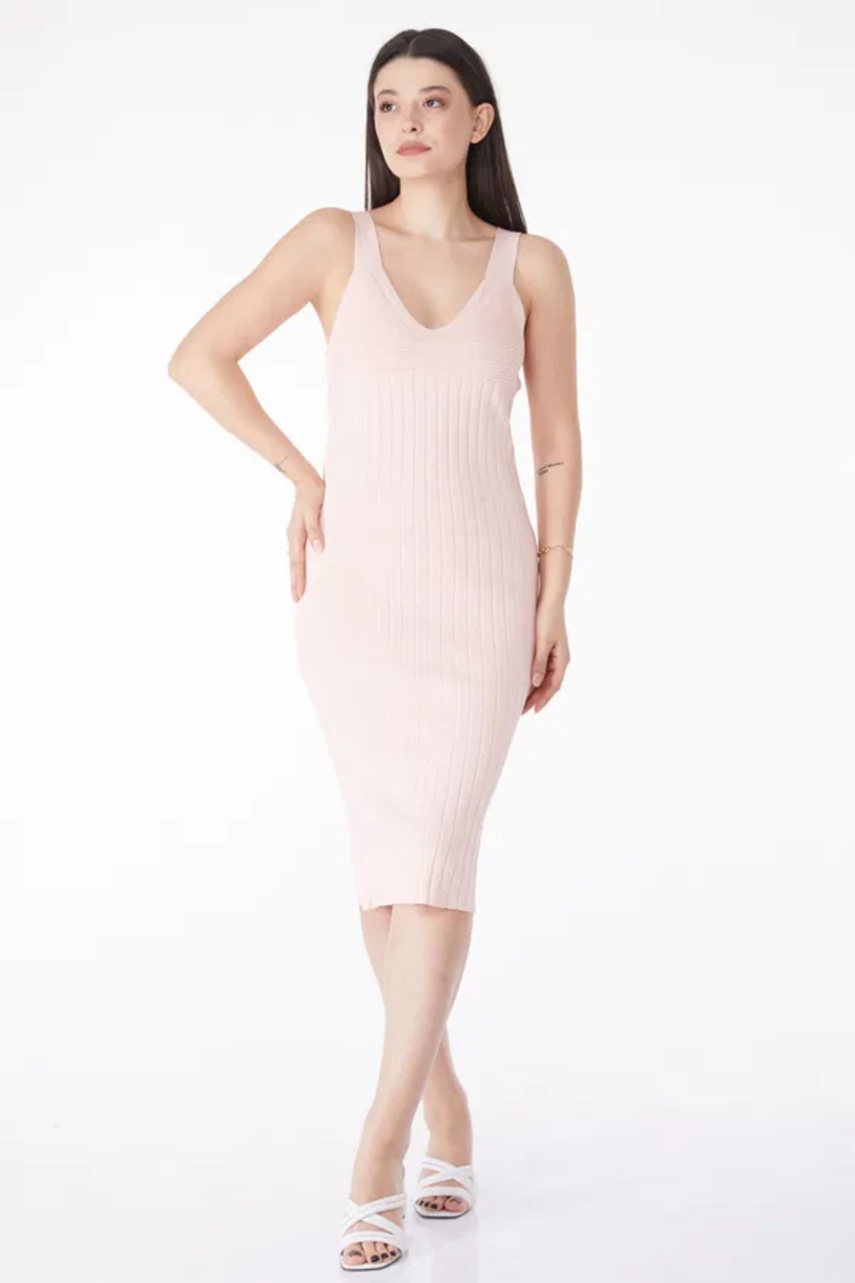 Butik Yazlık Triko Elbise Siyah - 25215