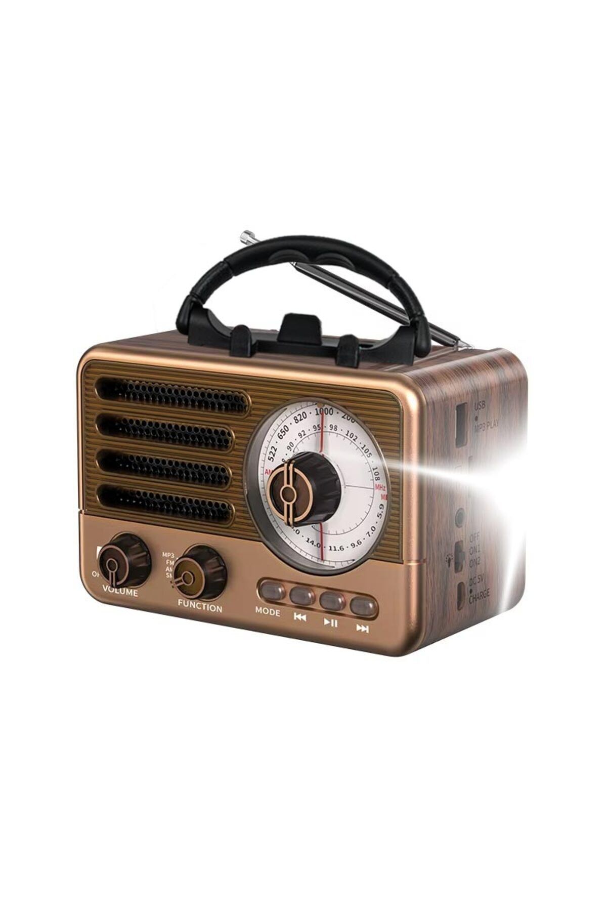 Apera Raiseng R-137BT Müzik Seti LED Işıklı FM Radyo USB Micro SD MP3 Player Aux Bluetooth Hoparlör 16 Cm