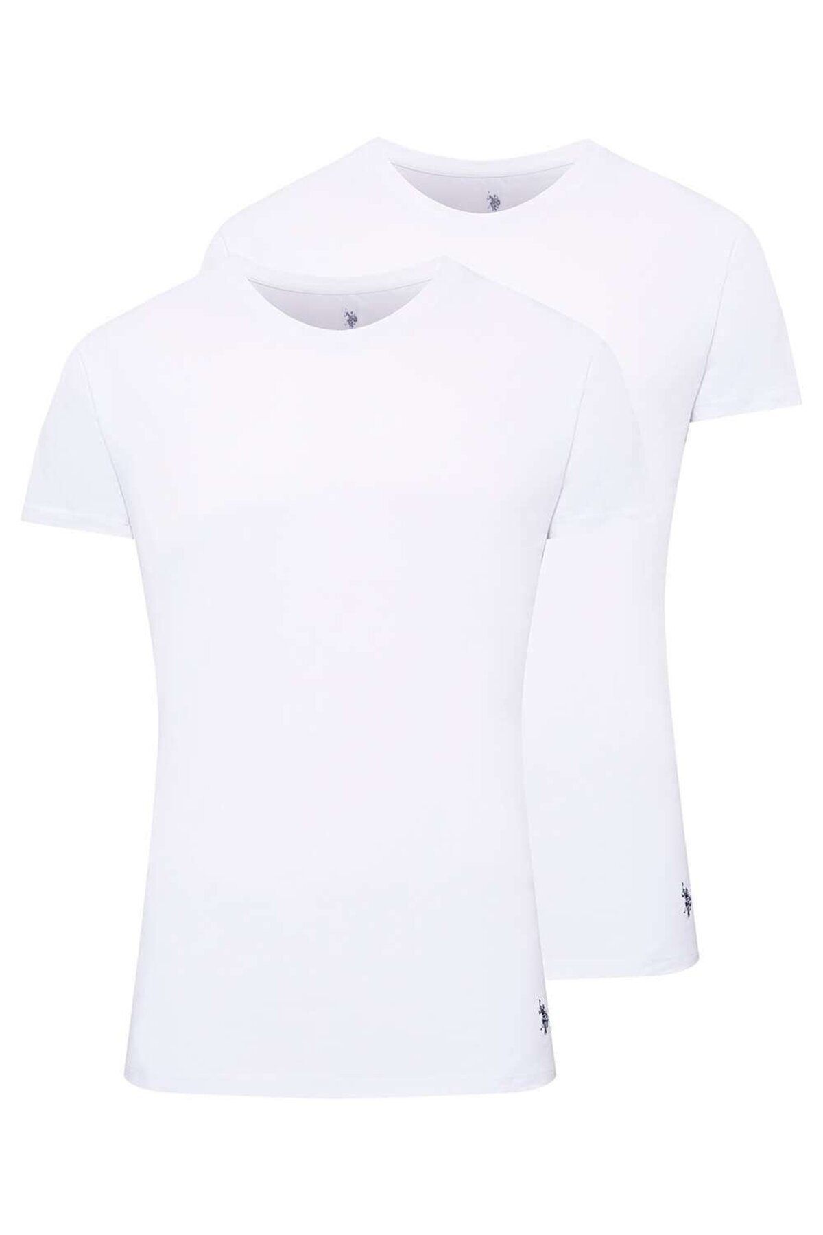 U.S. Polo Assn. U.S. Polo Assn. Erkek 2'Li Beyaz %100 Pamuk Bisiklet Yaka - Beyaz - ARASS80J19W6J