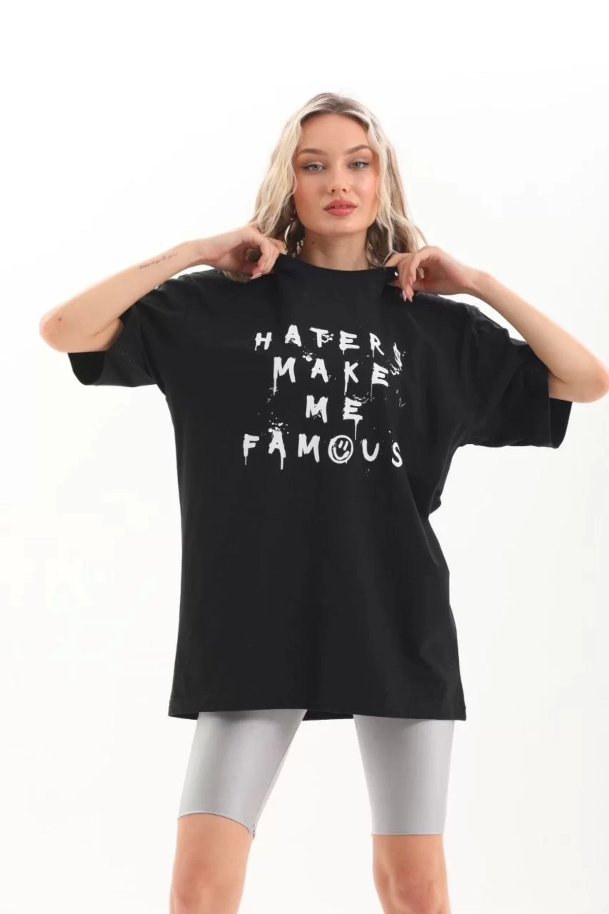 CVS Unisex Baskılı Oversize T-Shirt - Siyah