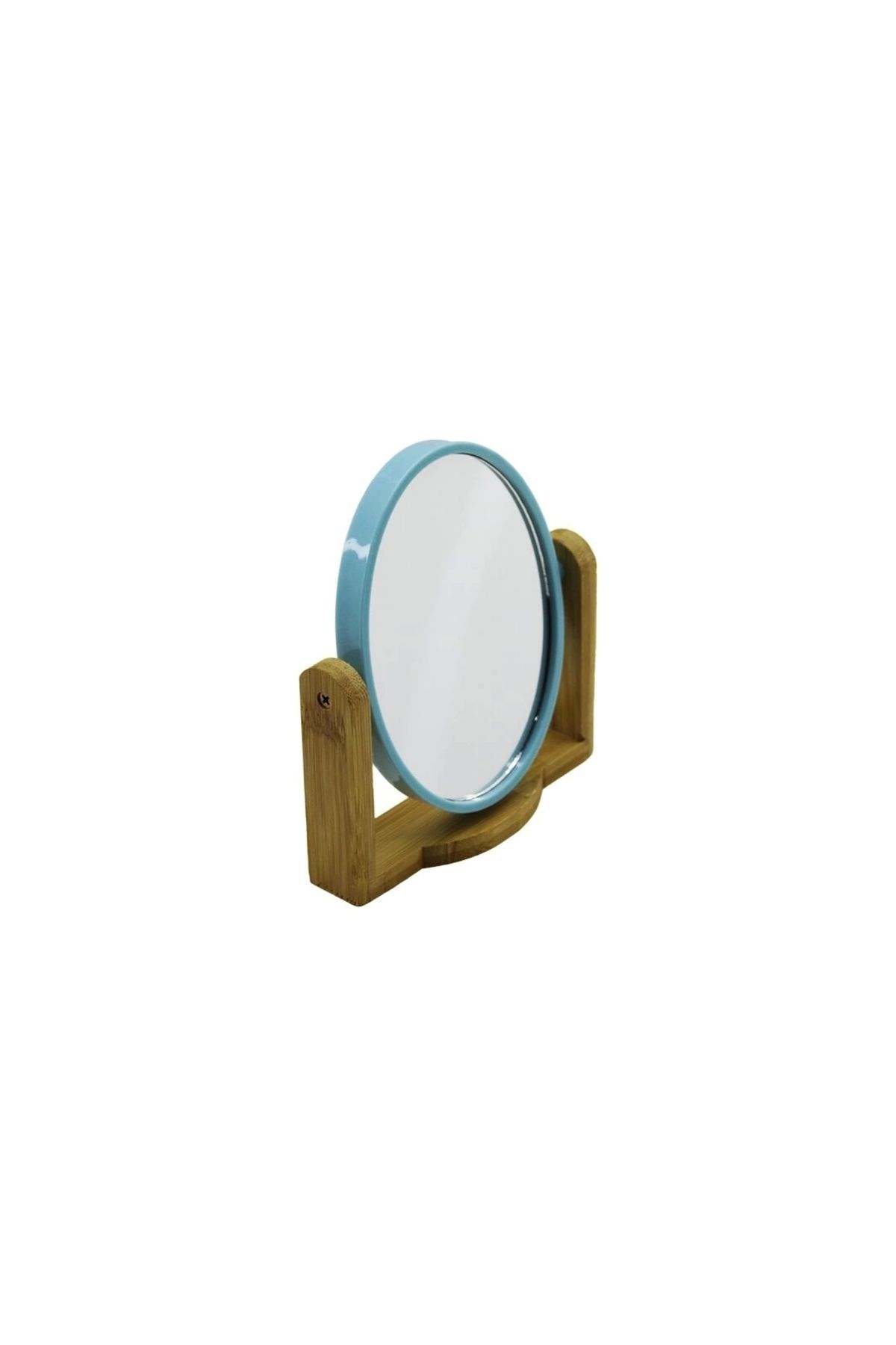 STOREMAX 6 İNÇ OVAL - BAMBU AHŞAP AYAKLI - ÇİFT TARAFLI MAKYAJ AYNASI (5047)