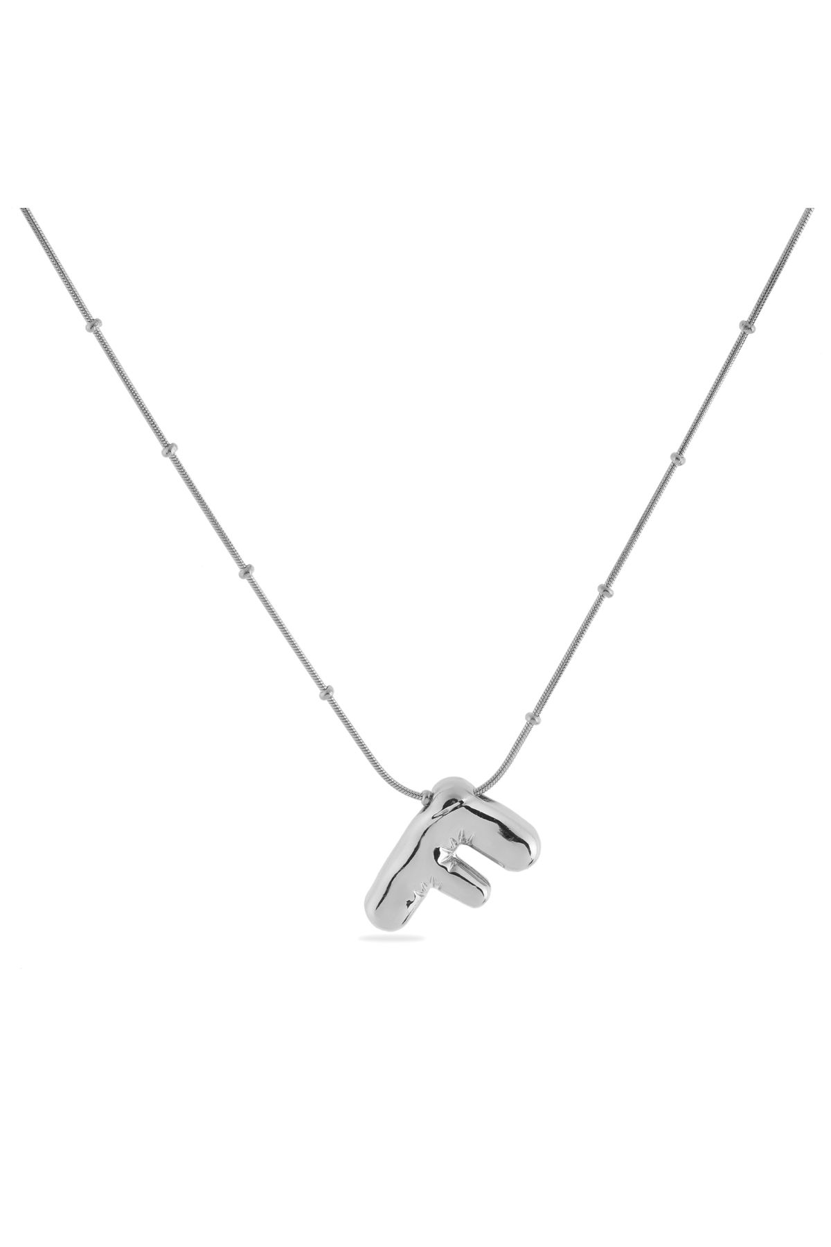 Akoya F HARF BALON SILVER ÇELİK KOLYE