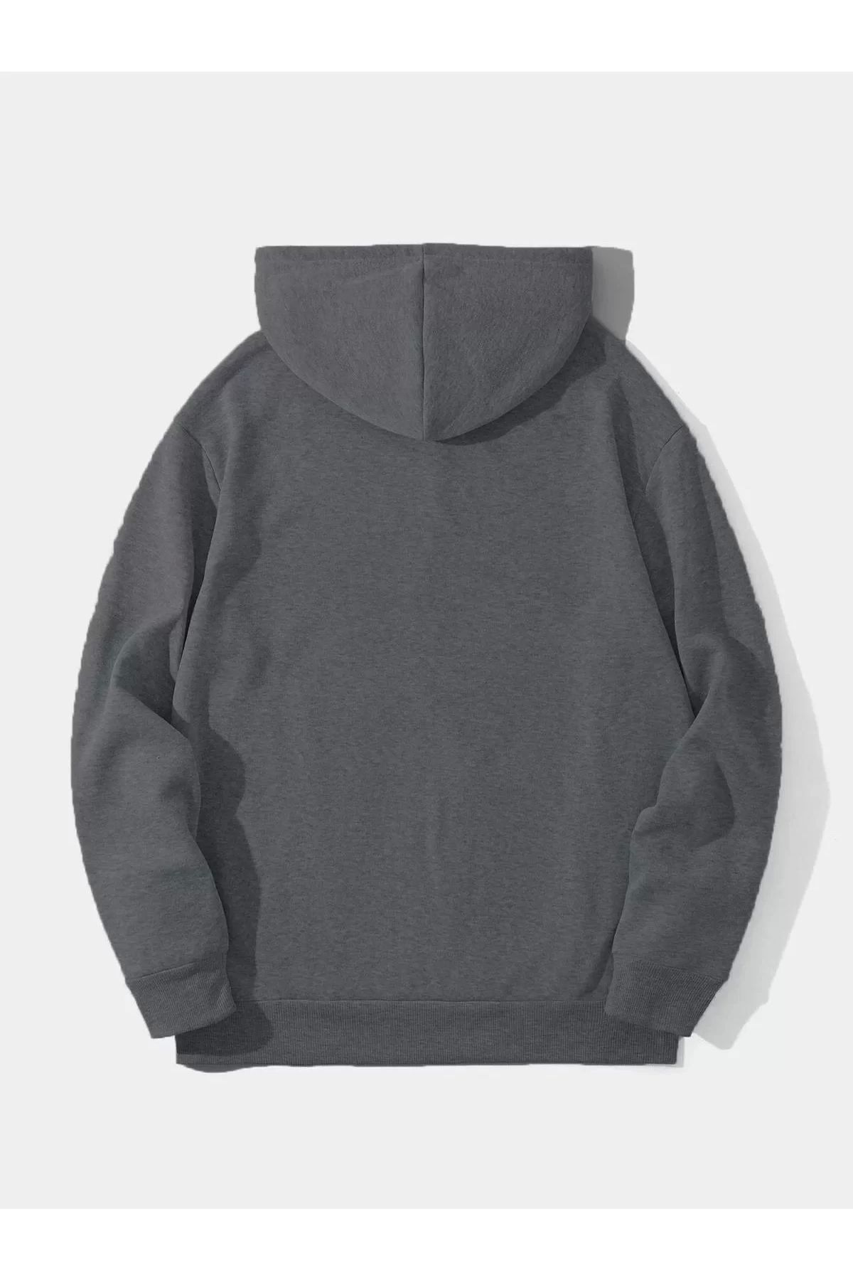 CVS Erkek Düz Kapüşonlu Sweat - Füme
