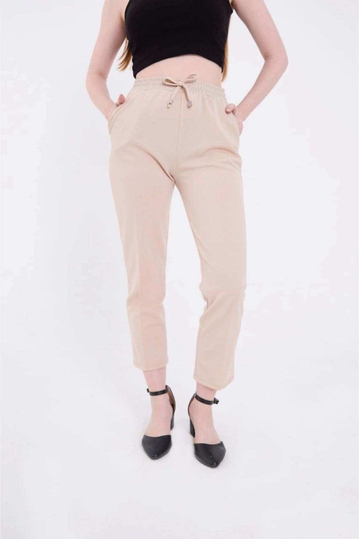 nedo7 Tam Kalıp Basic Eşofman Pantolon - Bej