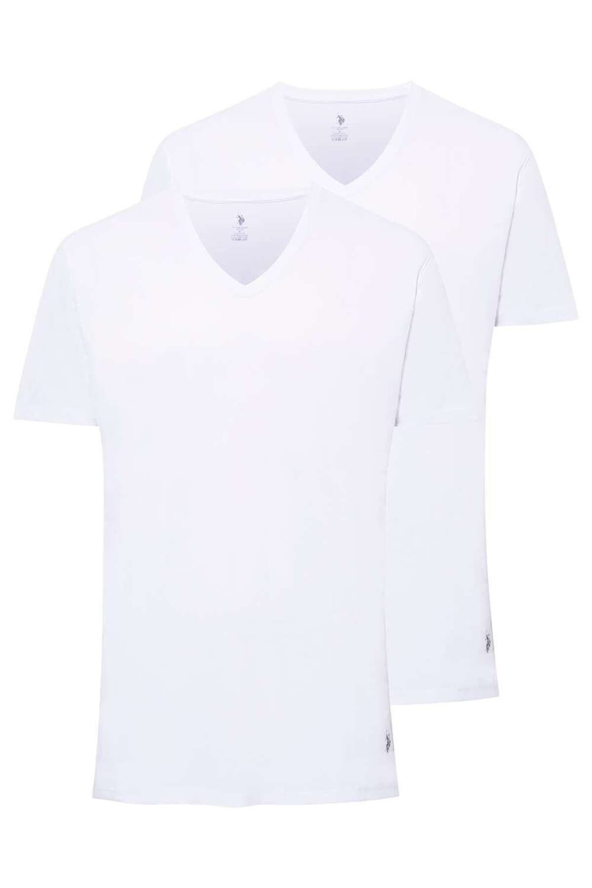 U.S. Polo Assn. U.S. Polo Assn. Erkek V Yaka 2'Li Kutulu %100 Pamuk Beyaz - Beyaz - ARASS80J19W9J