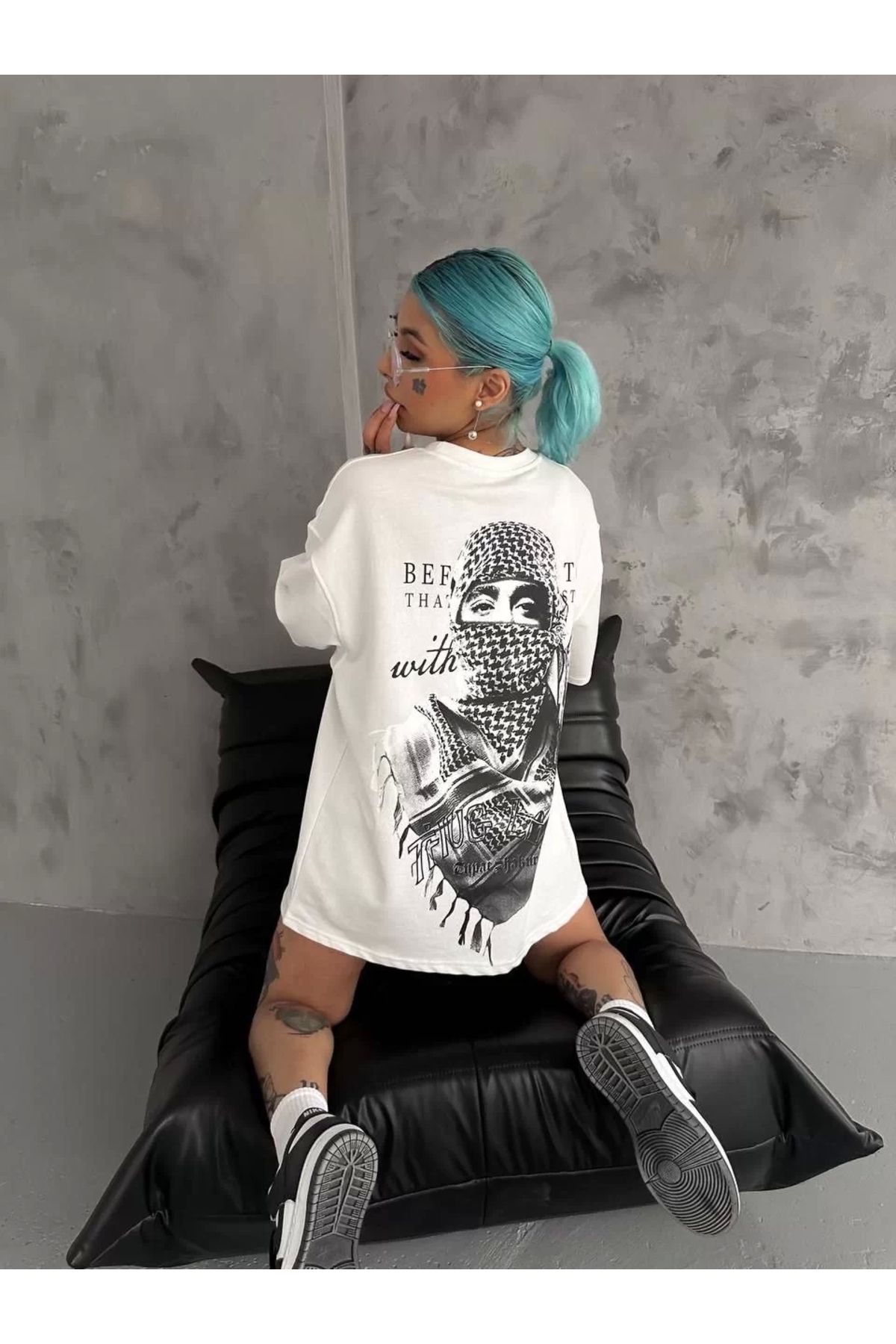 CVS Unisex Baskılı Oversize T-Shirt - Beyaz