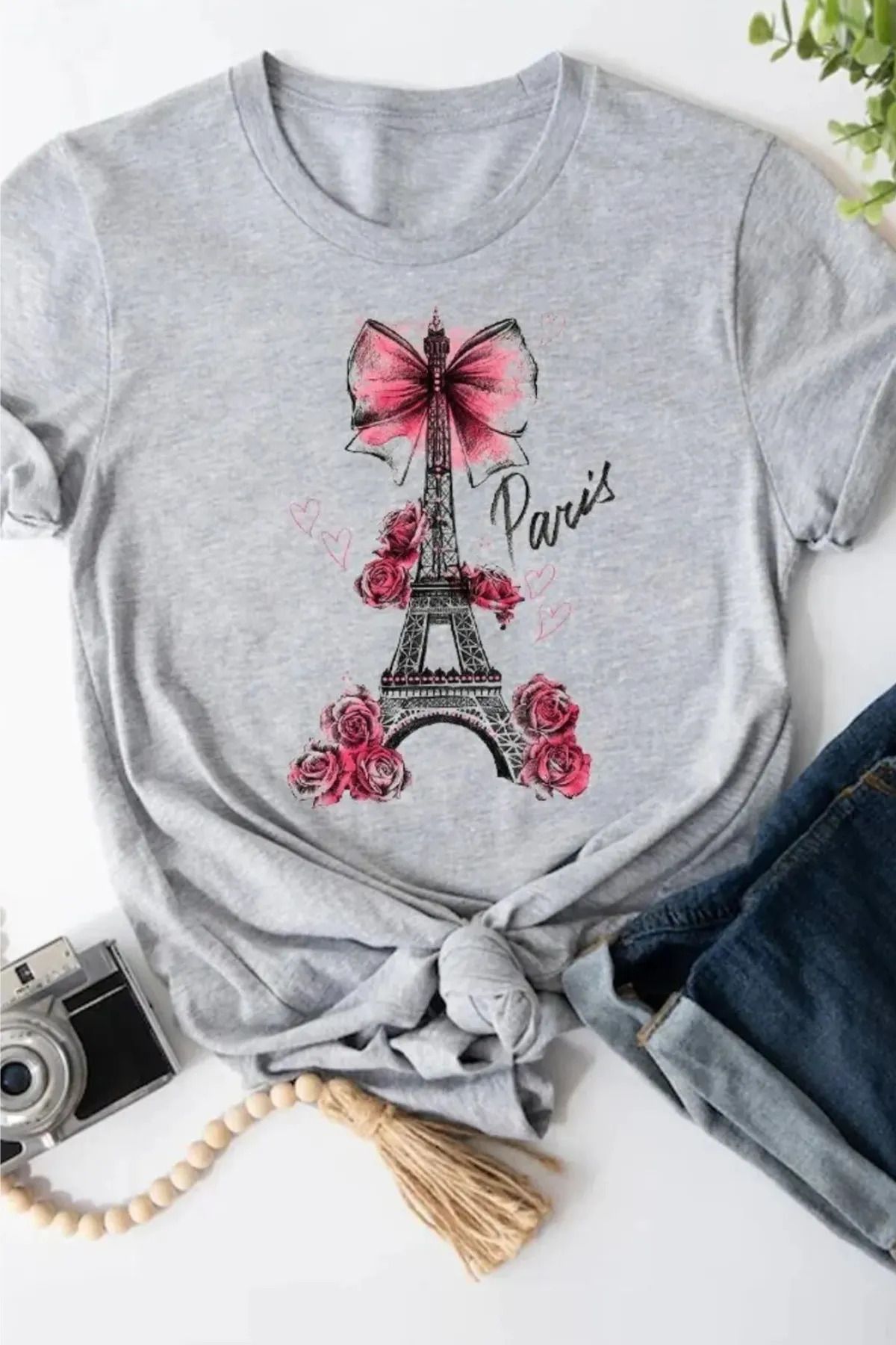 FeaR LeeS Kadın T-shirt renkli kelebek Petal baskı kısa kollu Tişört