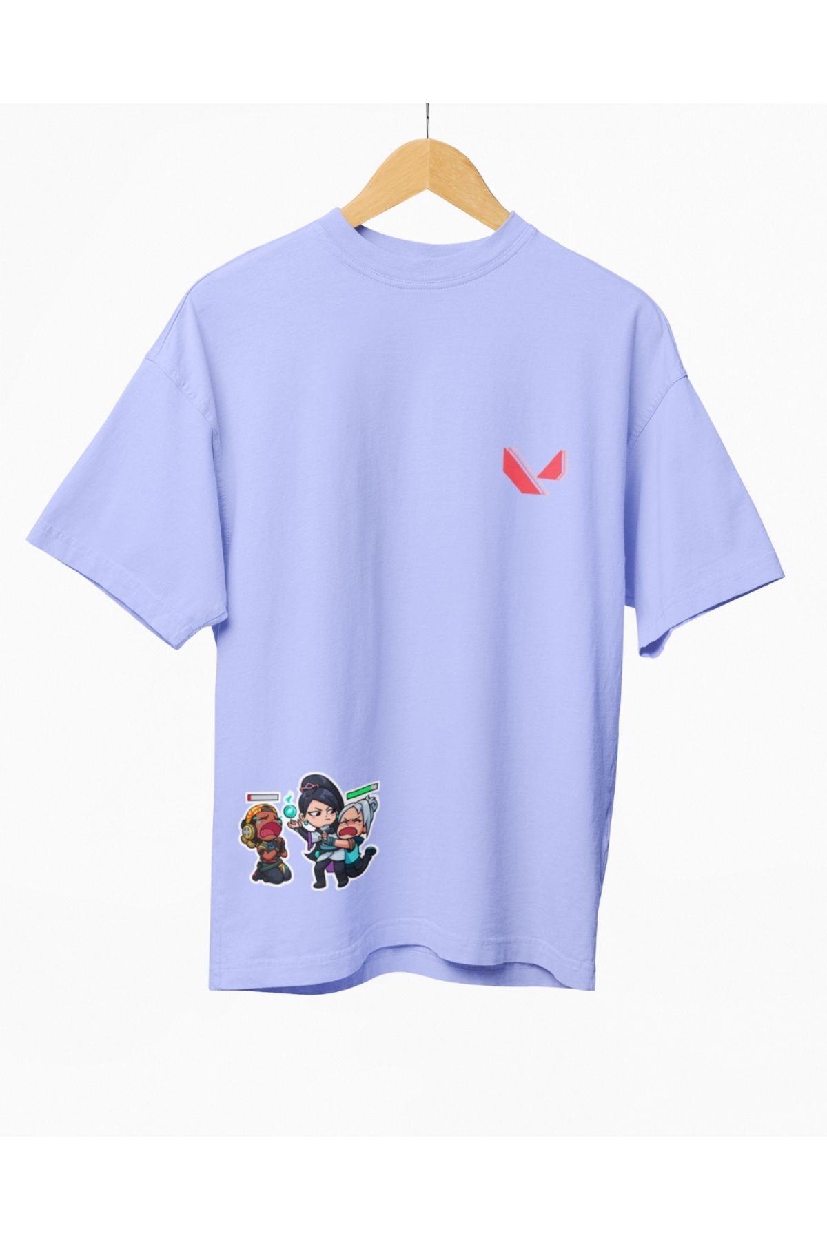 Mollis Valorant Düşük HP Draması Kadın Baskılı Oversize T-Shirt