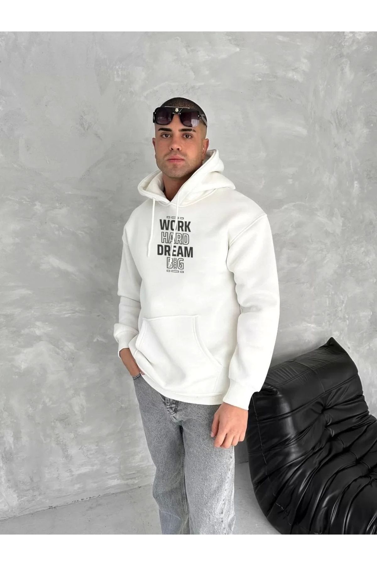 CVS Kışlık Üç İplik Kapüşonlu SweatShirt - Beyaz