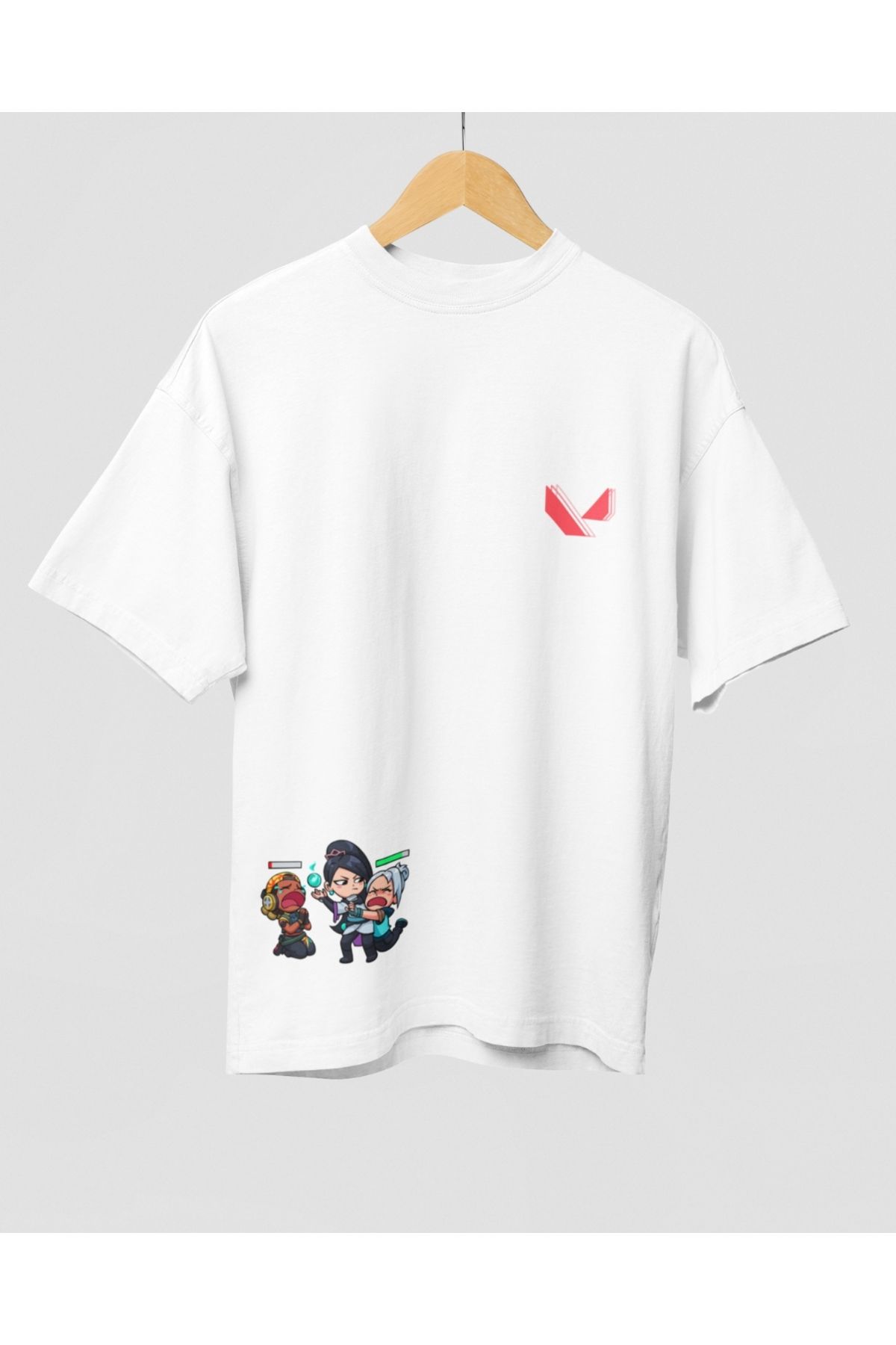 Mollis Valorant Düşük HP Draması Kadın Baskılı Oversize T-Shirt