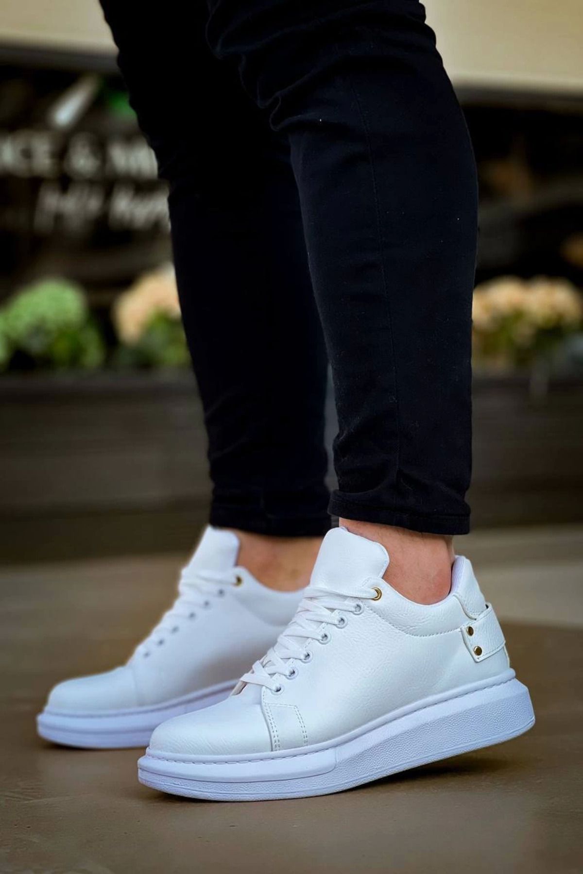 Shop58 Beyaz Cilt Günlük Erkek Ayakkabı
