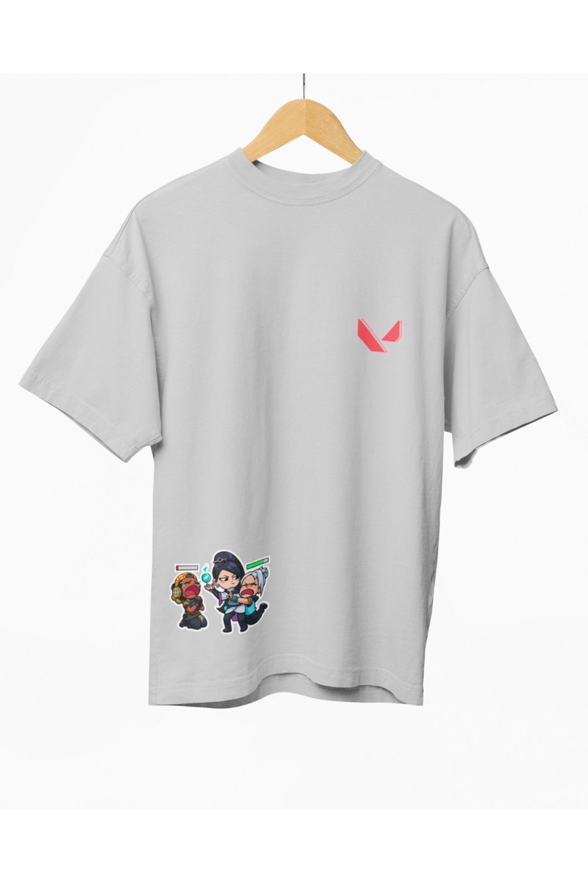 Mollis Valorant Düşük HP Draması Kadın Baskılı Oversize T-Shirt
