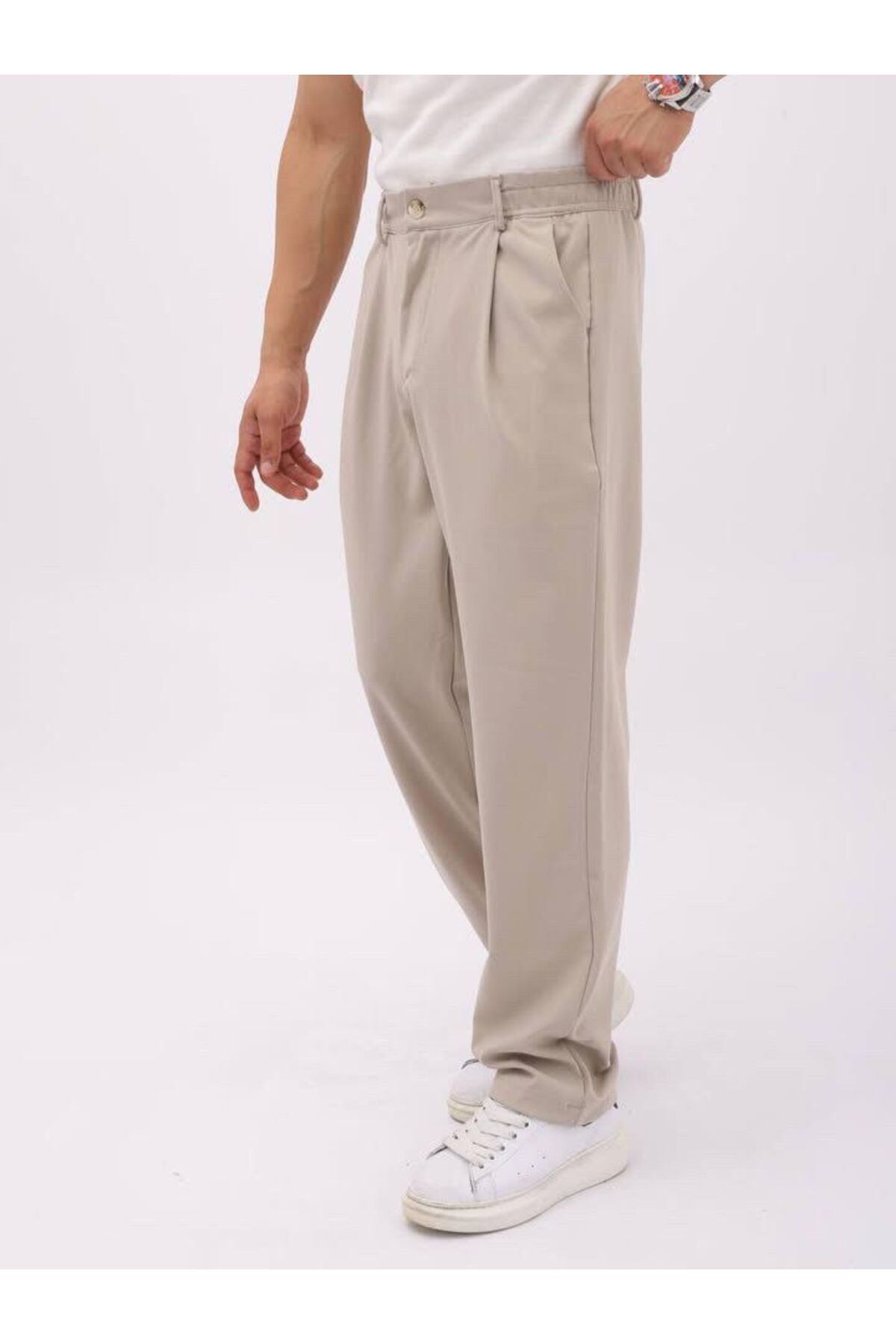 BAGGY Bej Baggy Kumaş Pantolon