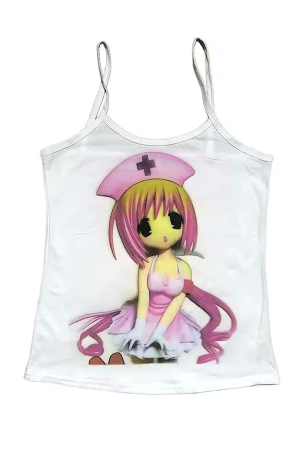 BALİNA Beyaz Nurse Senpai Girl Askılı Crop -BLN