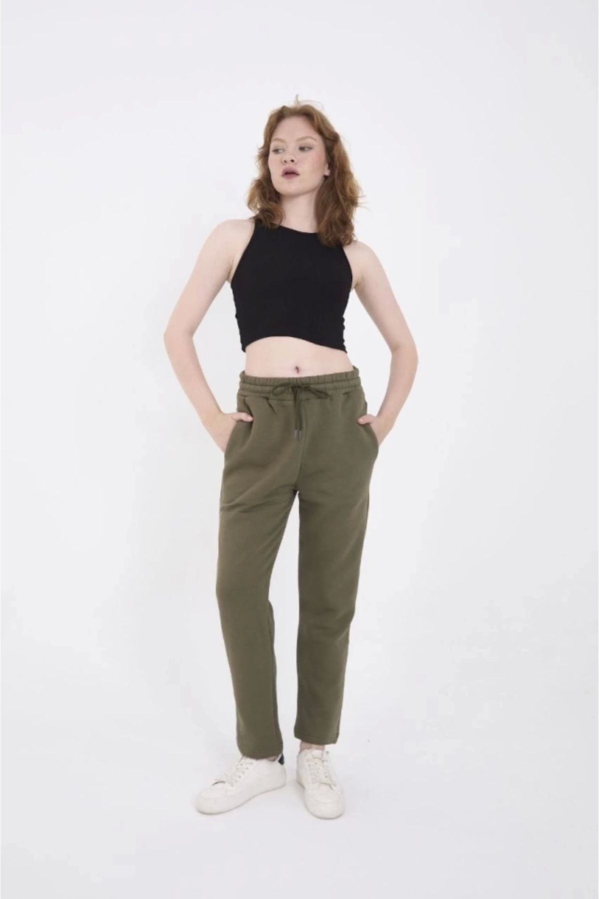 nedo7 Unisex Üç İplik Basic Eşofman Pantolon - Hakİ