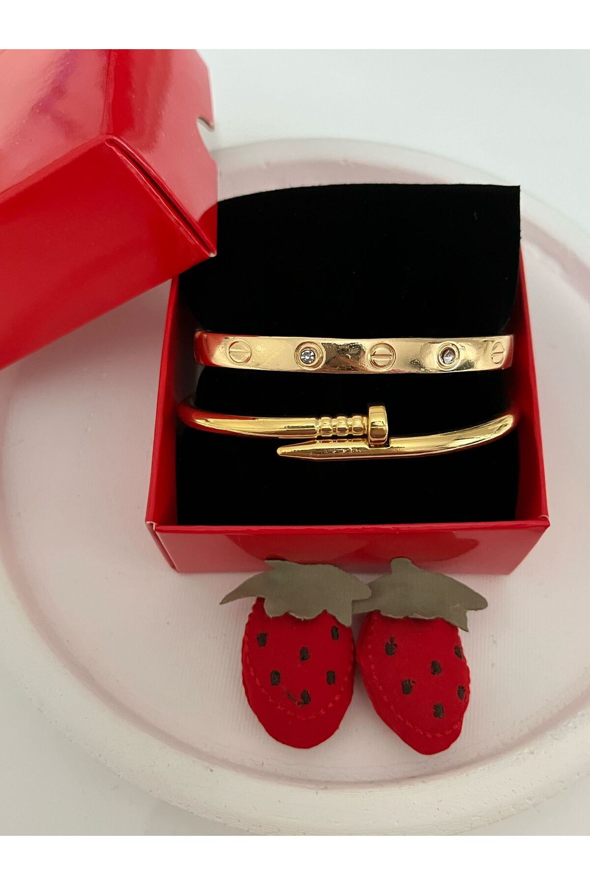 REFLECTS STYLİSH BEAUTY ÇİVİ DESENLİ 2'Lİ BİLEKLİK GOLD